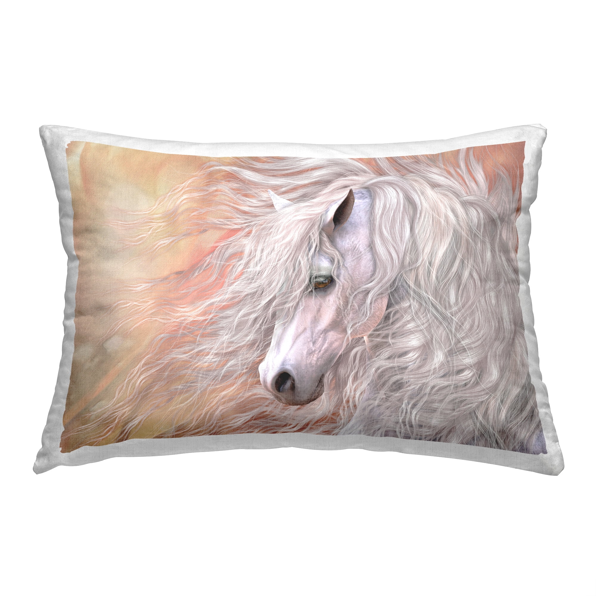 Stupell Industries Primavera White Horse Decorative Printed Throw Pillow, 14 x 20