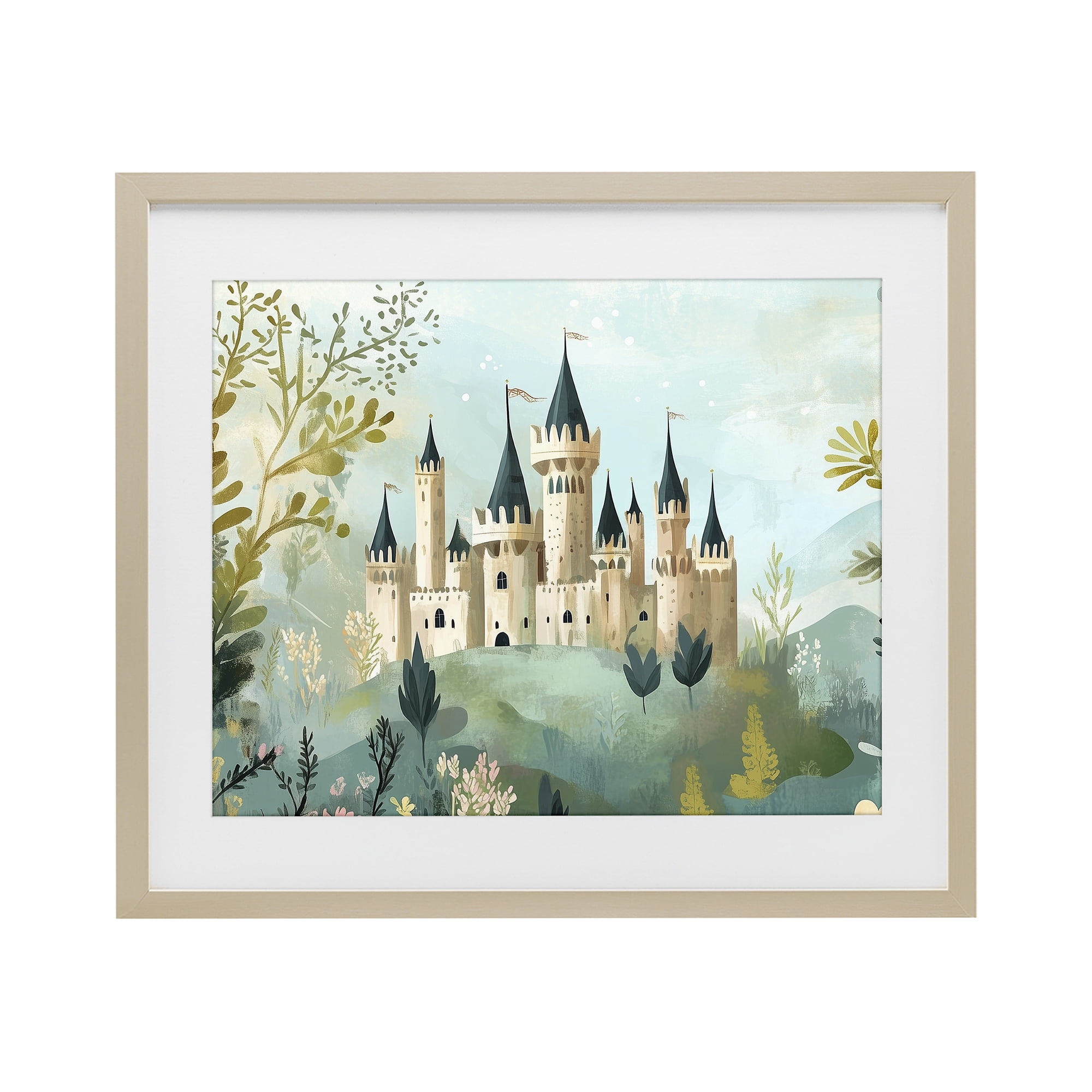 Stupell Industries Princess' Castle View Birch Framed Print Under Glass, design by Christine Simpson Art