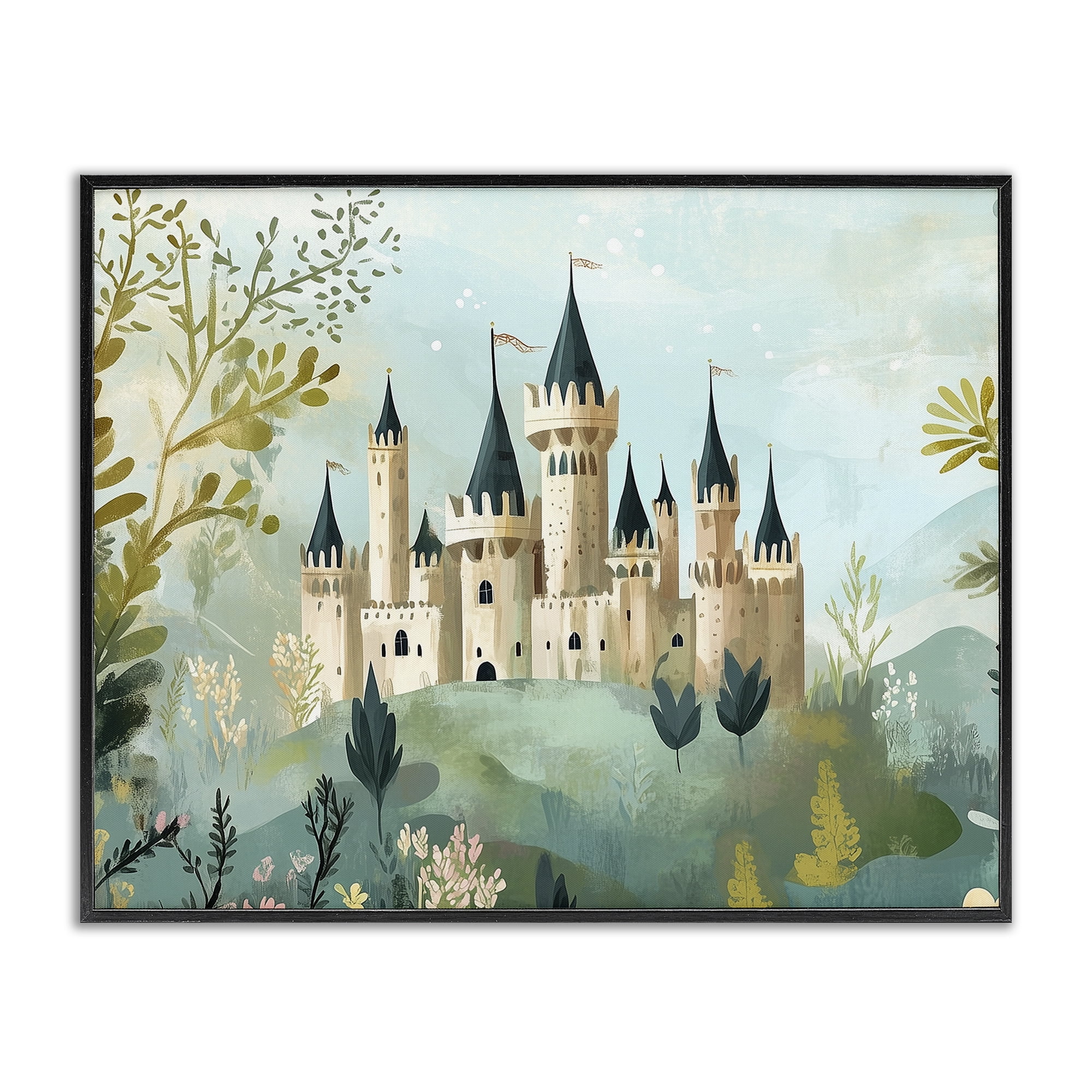 Stupell Industries Princess' Castle View Black Framed Giclee Art, design by Christine Simpson Art