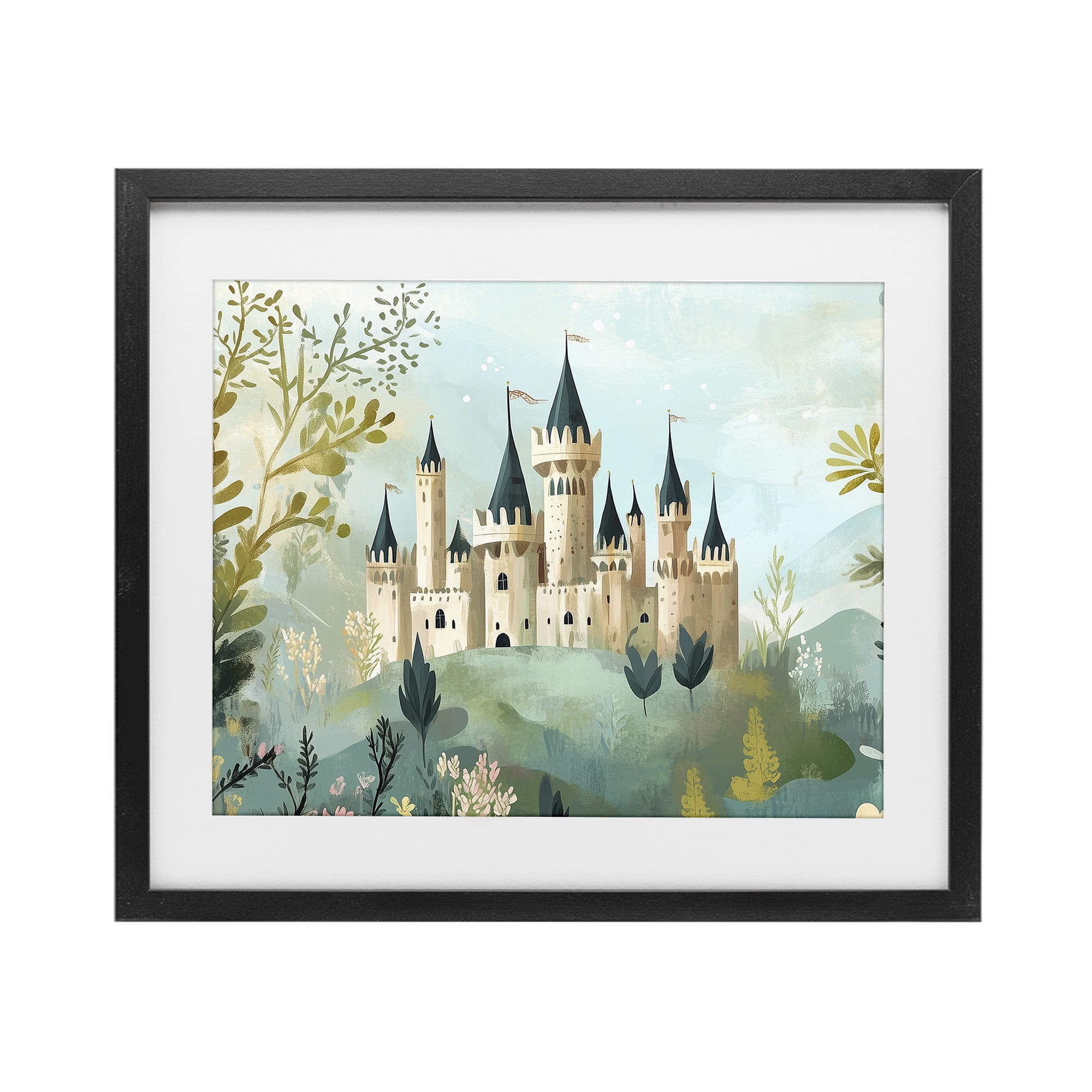 Stupell Industries Princess' Castle View Black Framed Print Under Glass, design by Christine Simpson Art