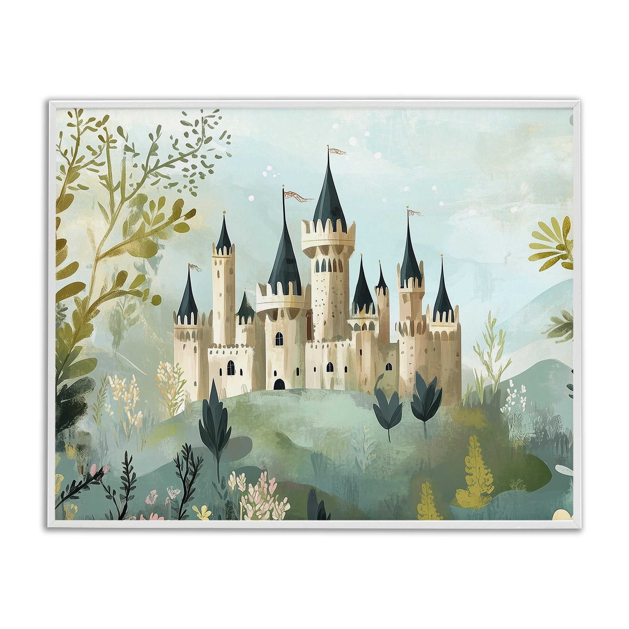 Stupell Industries Princess' Castle View White Framed Giclee Art, design by Christine Simpson Art