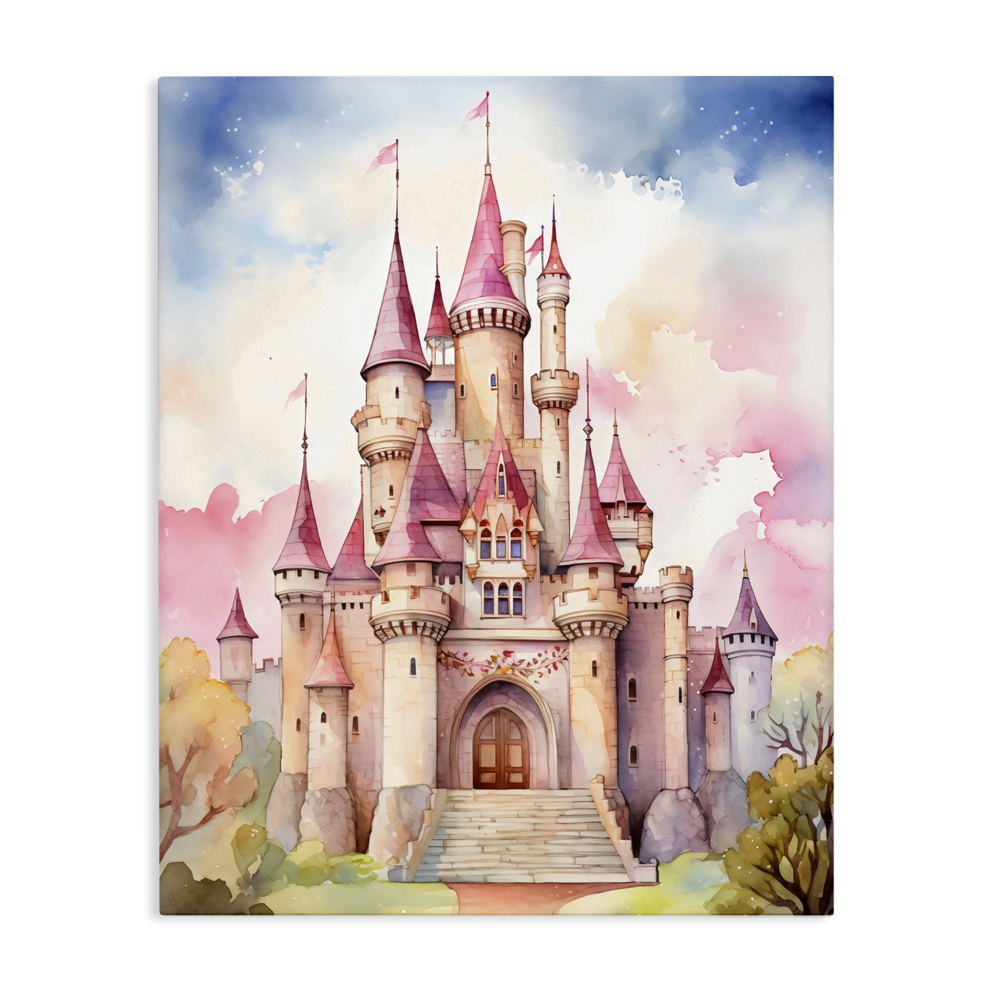 Stupell Industries Princess Castle Watercolor Portrait Canvas Wall Art, design by Creative Studio