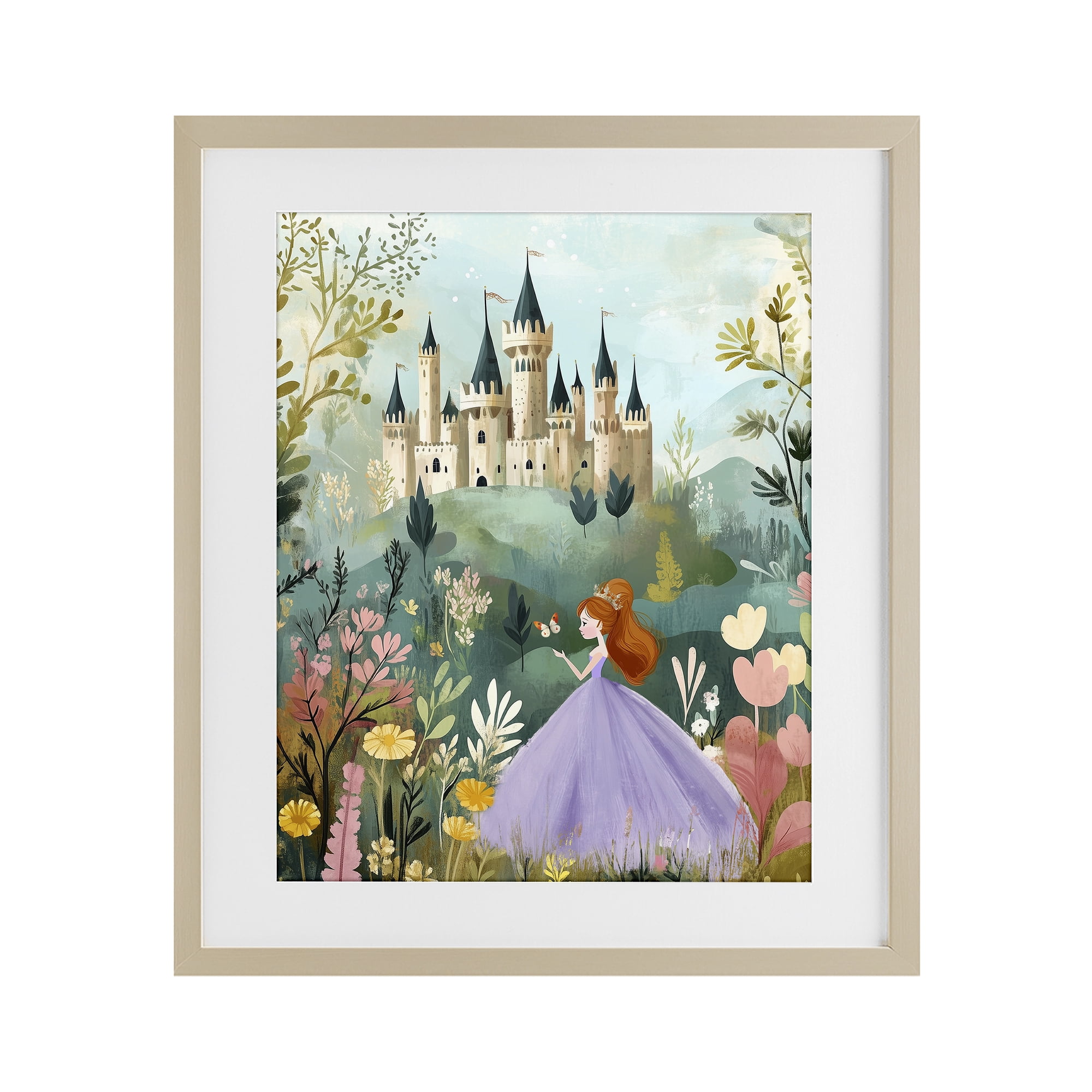 Stupell Industries Princess Day Out Birch Framed Print Under Glass, design by Christine Simpson Art