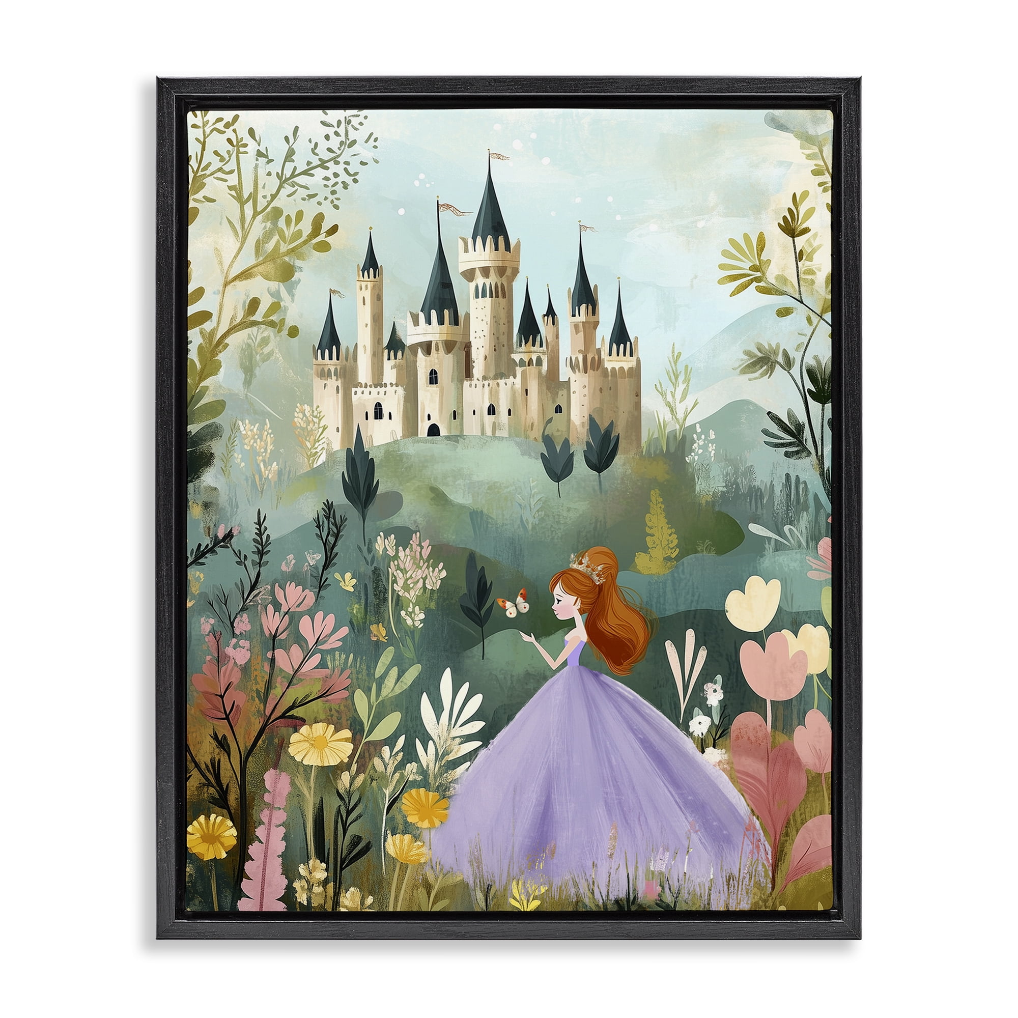Stupell Industries Princess Day Out Black Framed Floater Canvas Wall Art, design by Christine Simpson Art