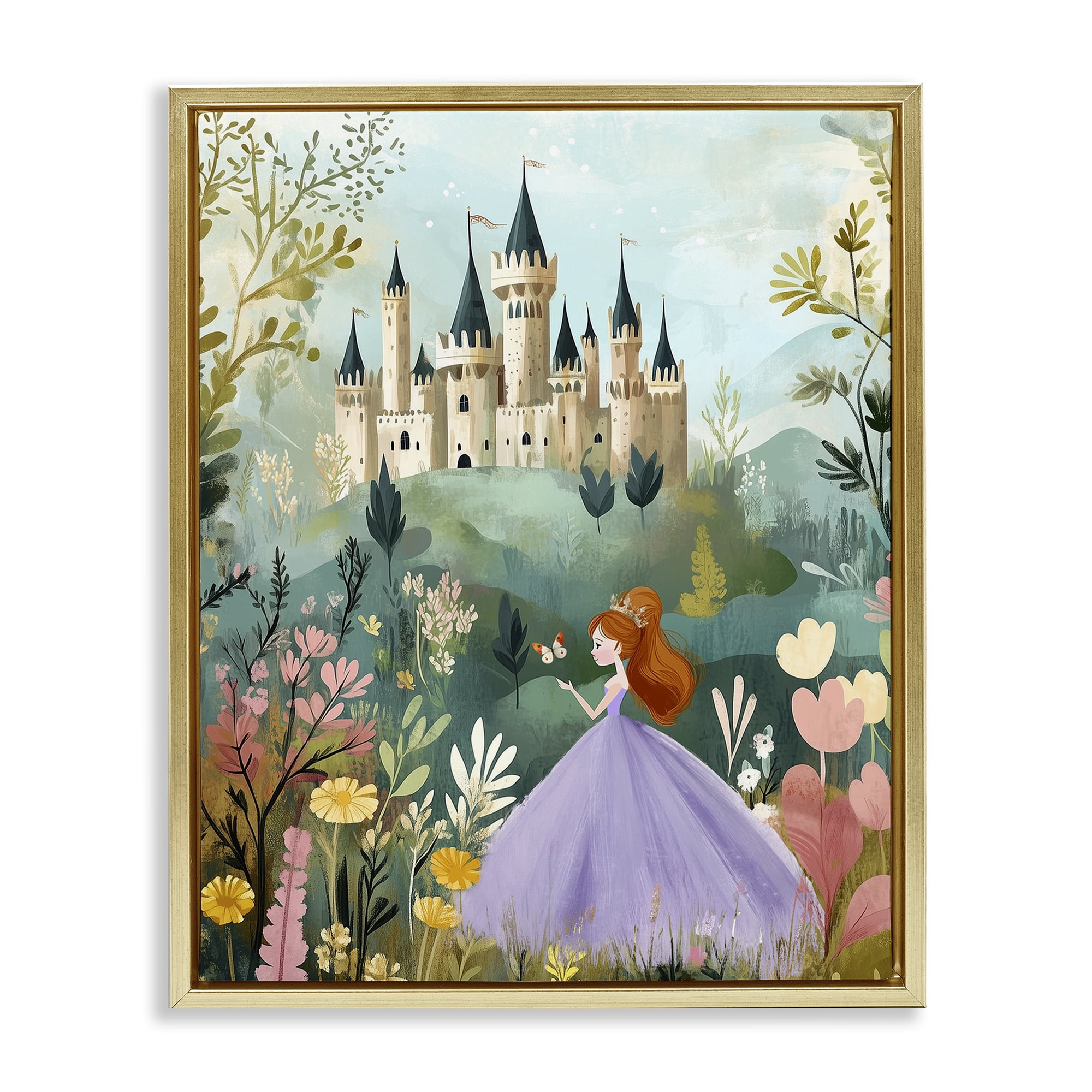 Stupell Industries Princess Day Out Gold Framed Floater Canvas Wall Art, design by Christine Simpson Art