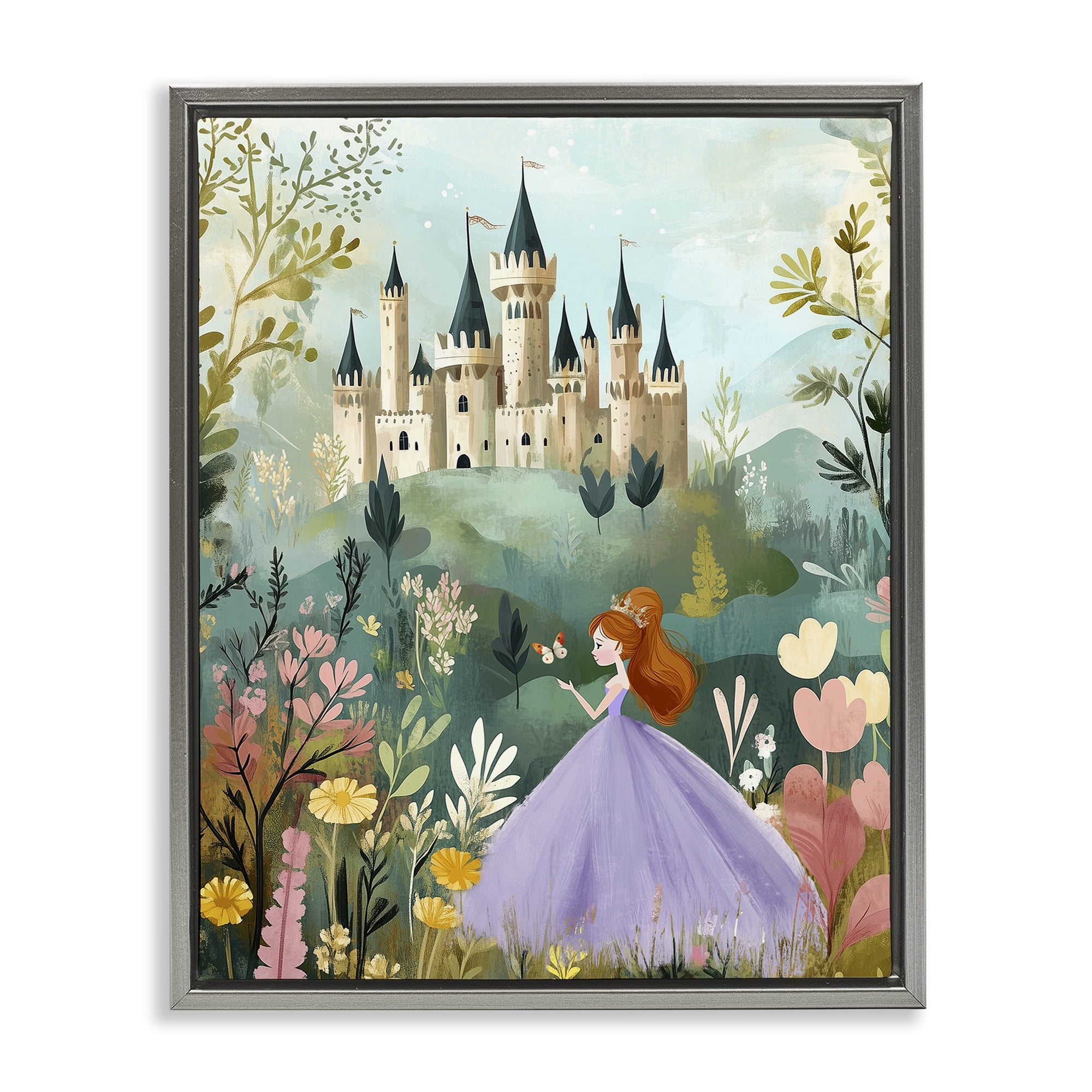 Stupell Industries Princess Day Out Gray Framed Floater Canvas Wall Art, design by Christine Simpson Art