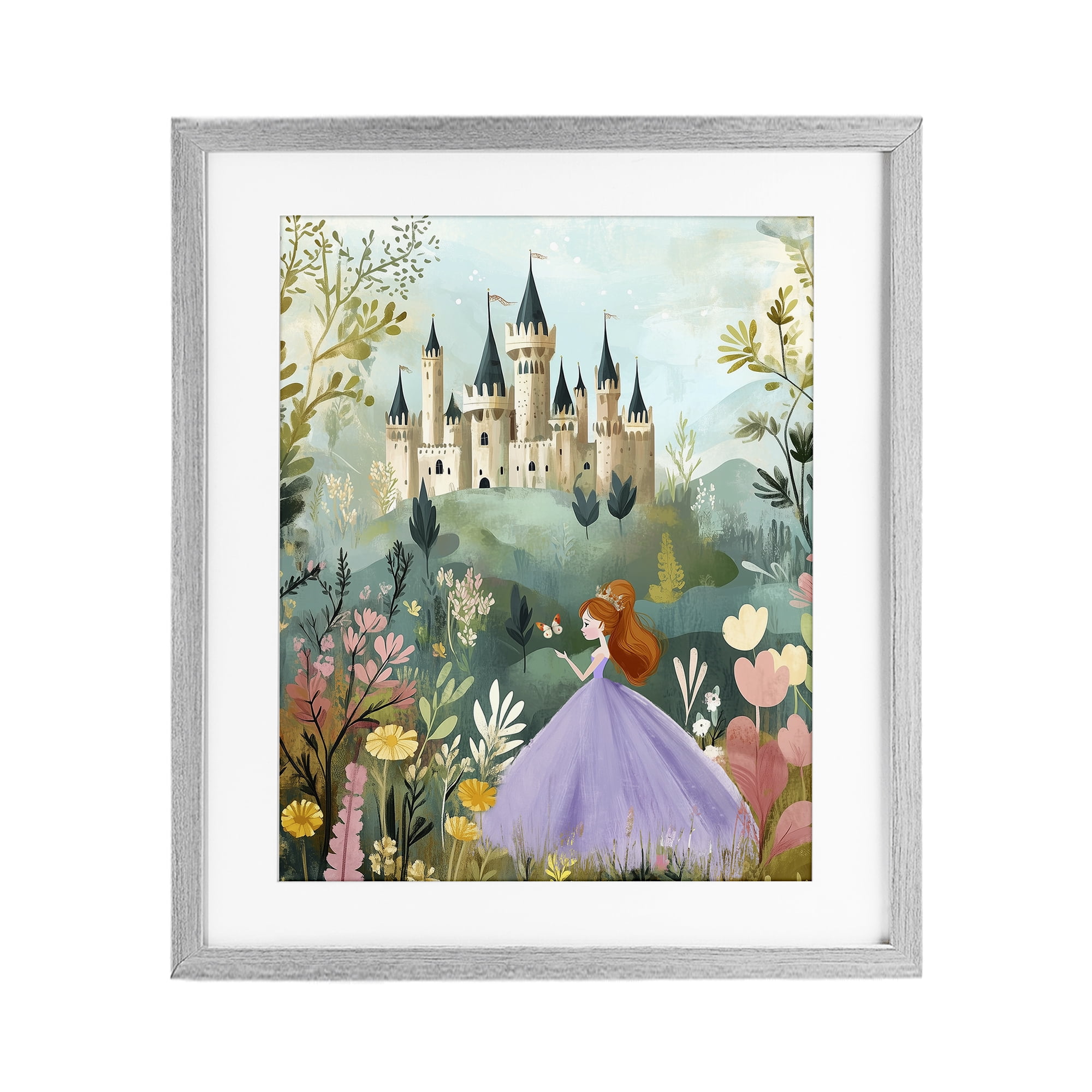 Stupell Industries Princess Day Out Gray Framed Print Under Glass, design by Christine Simpson Art