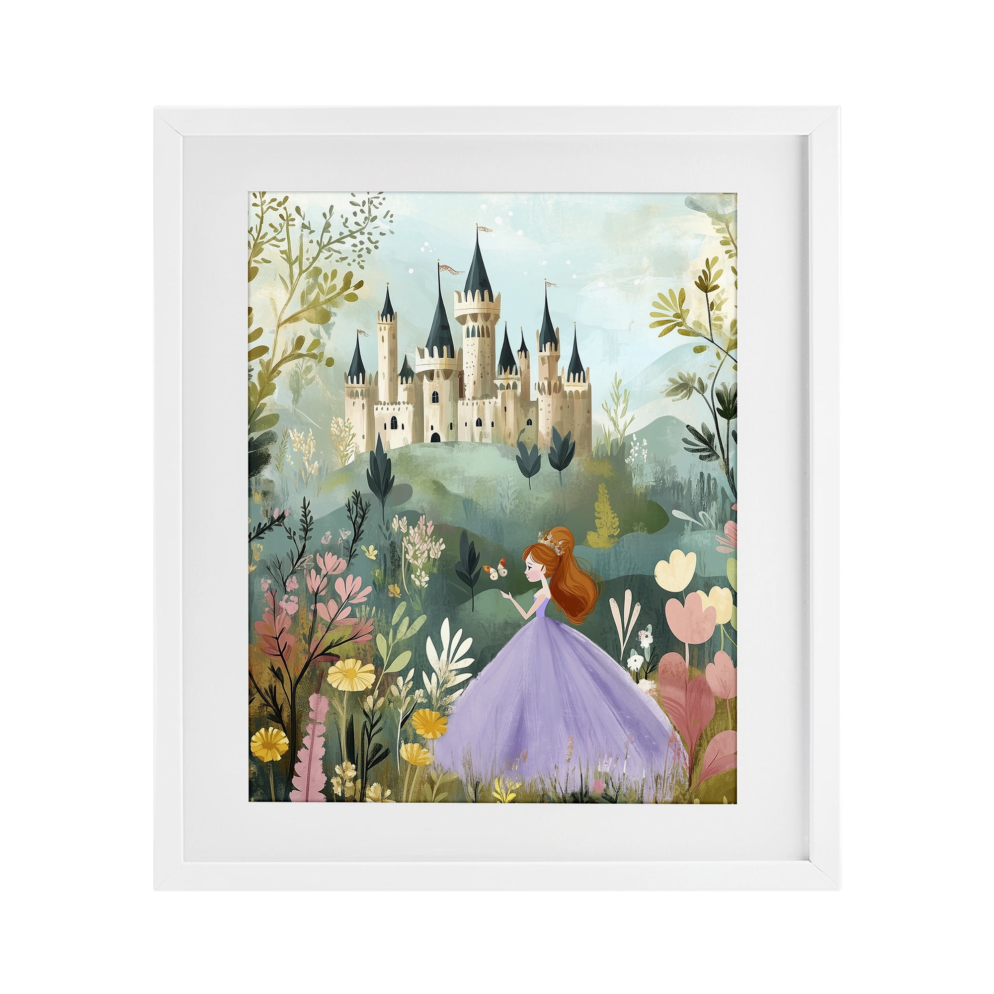Stupell Industries Princess Day Out White Framed Print Under Glass, design by Christine Simpson Art