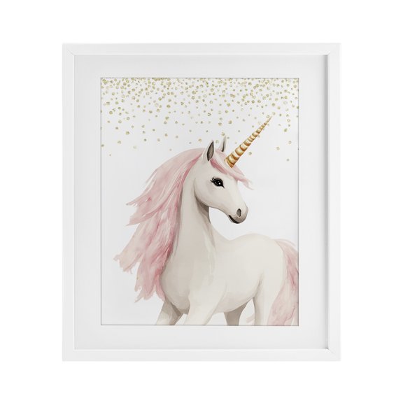 Stupell Industries Princess Dreams Unicorn White Framed Print Under Glass, design by Christine Simpson Art