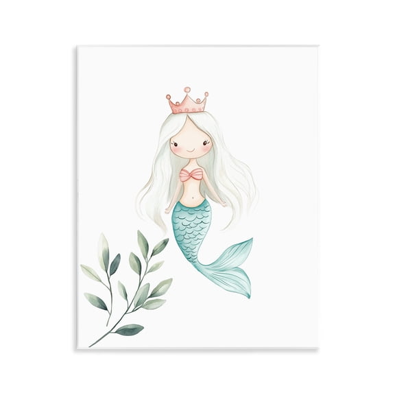 Stupell Industries Princess Mermaid & Greenery Wall Plaque Art, design by Christine Simpson Art