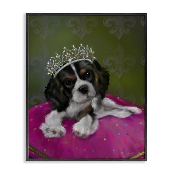 Princess Pippa Crowned Puppy Black Framed Giclee Art, 16 x 20, Made In USA