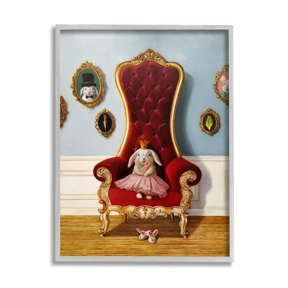 Stupell Industries Princess Rabbit Royal Heir Red Throne Funny Animal, 24 x 30, Design by Lucia Heffernan