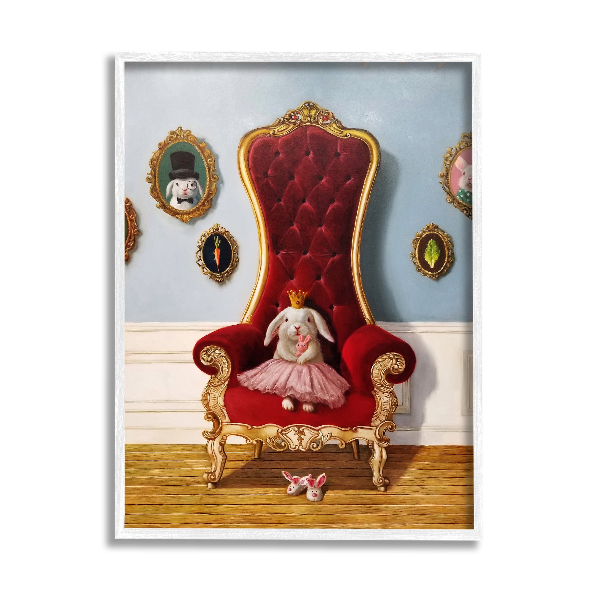 Stupell Industries Princess Rabbit Royal Heir Red Throne Funny Animal, 24 x 30, Design by Lucia Heffernan