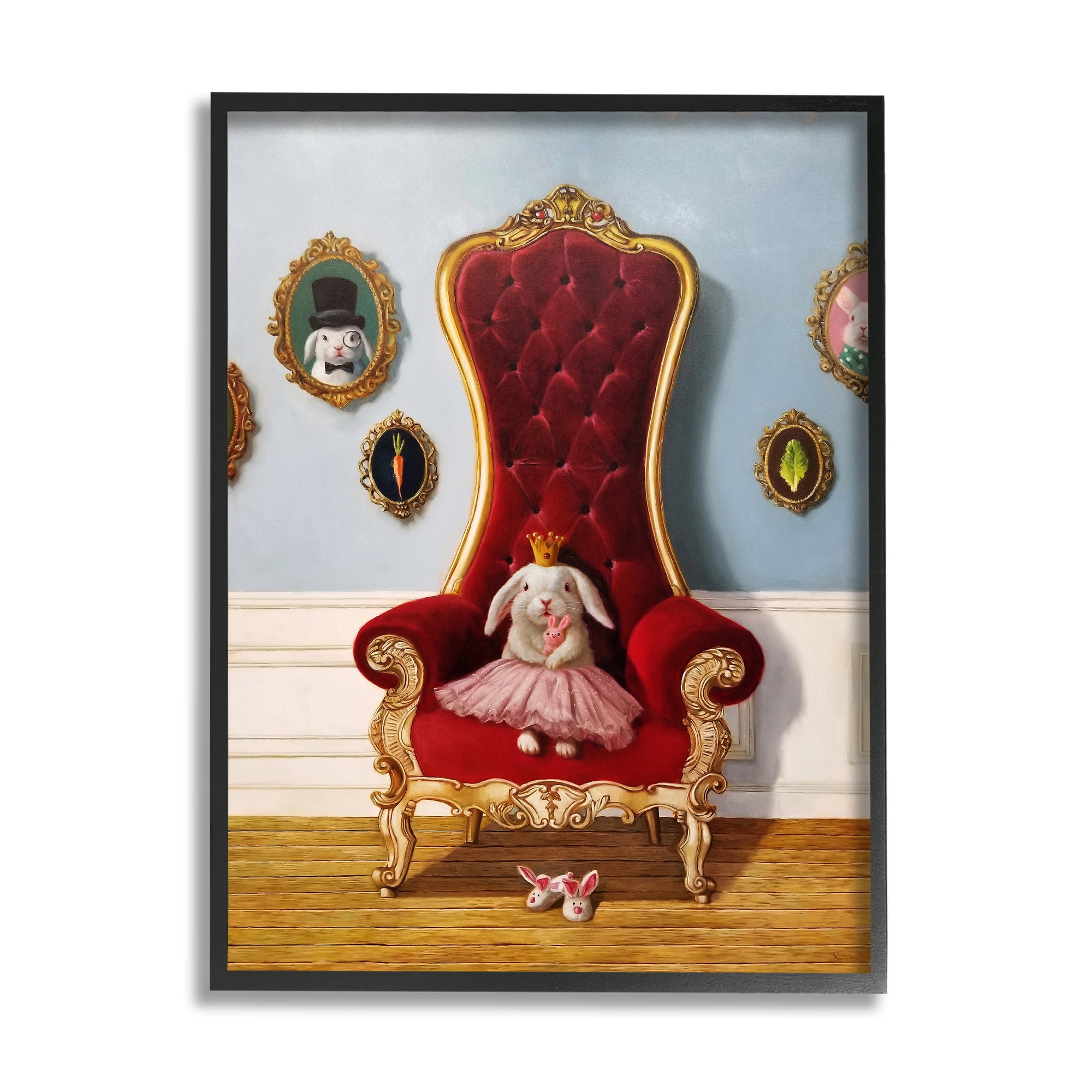 Stupell Industries Princess Rabbit Royal Heir Red Throne Funny Animal, 24 x 30, Design by Lucia Heffernan
