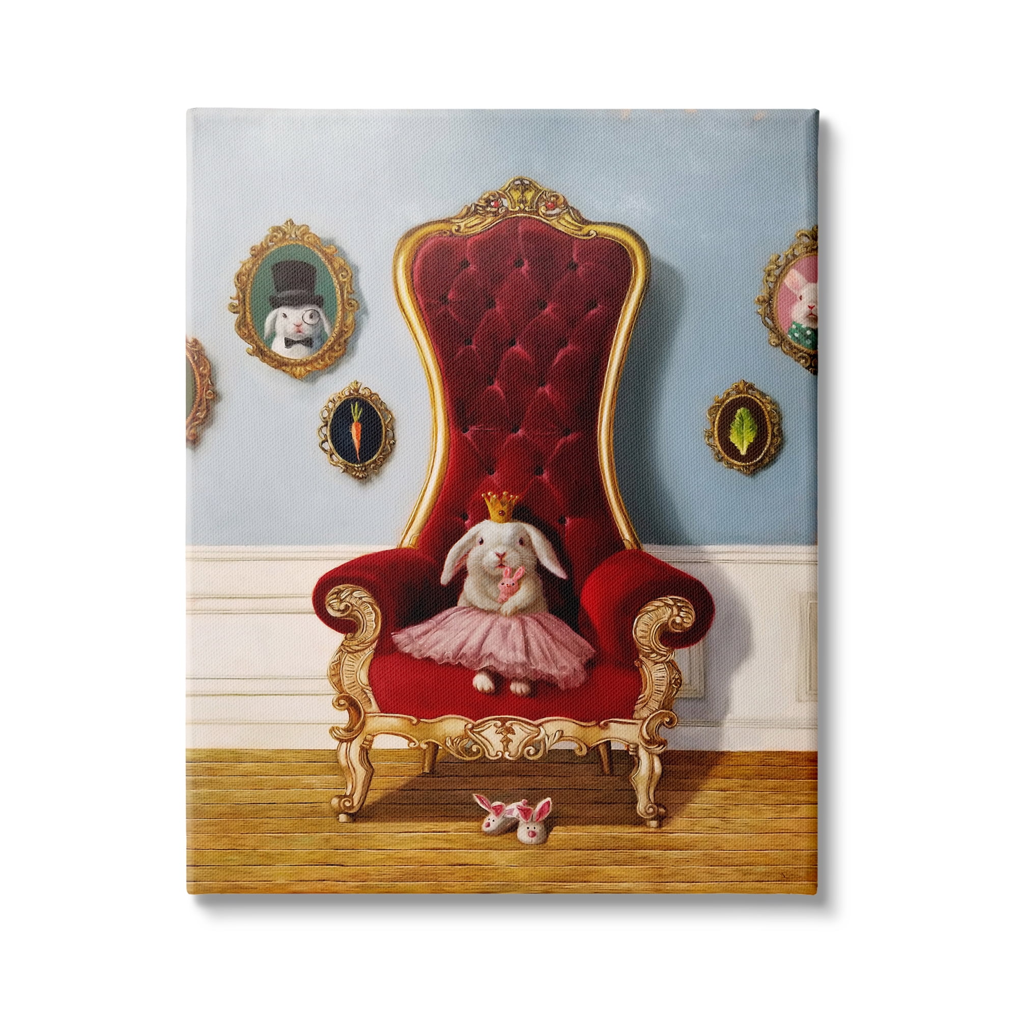 Stupell Industries Princess Rabbit Royal Heir Red Throne Funny Animal, 30 x 40, Design by Lucia Heffernan