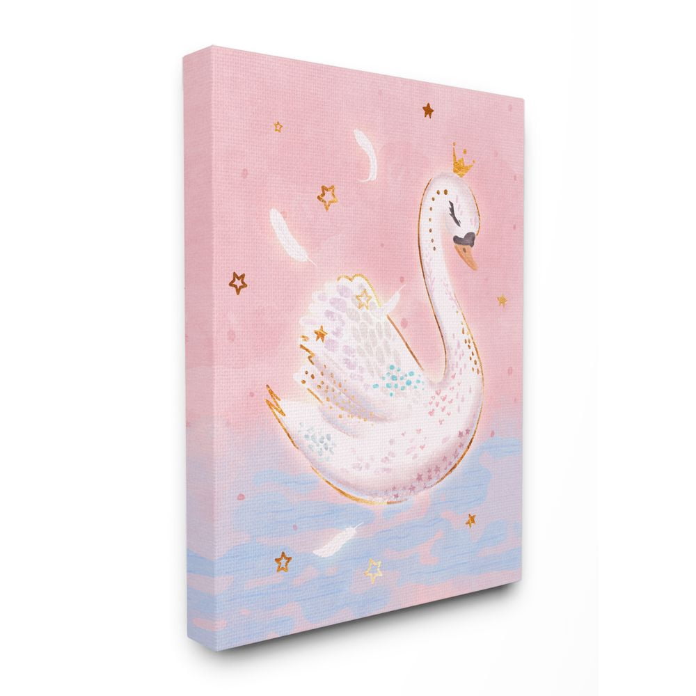 Stupell Industries Princess Swan Lake Girl's Nursery Animal Illustration Canvas Wall Art Design by Ziwei Li