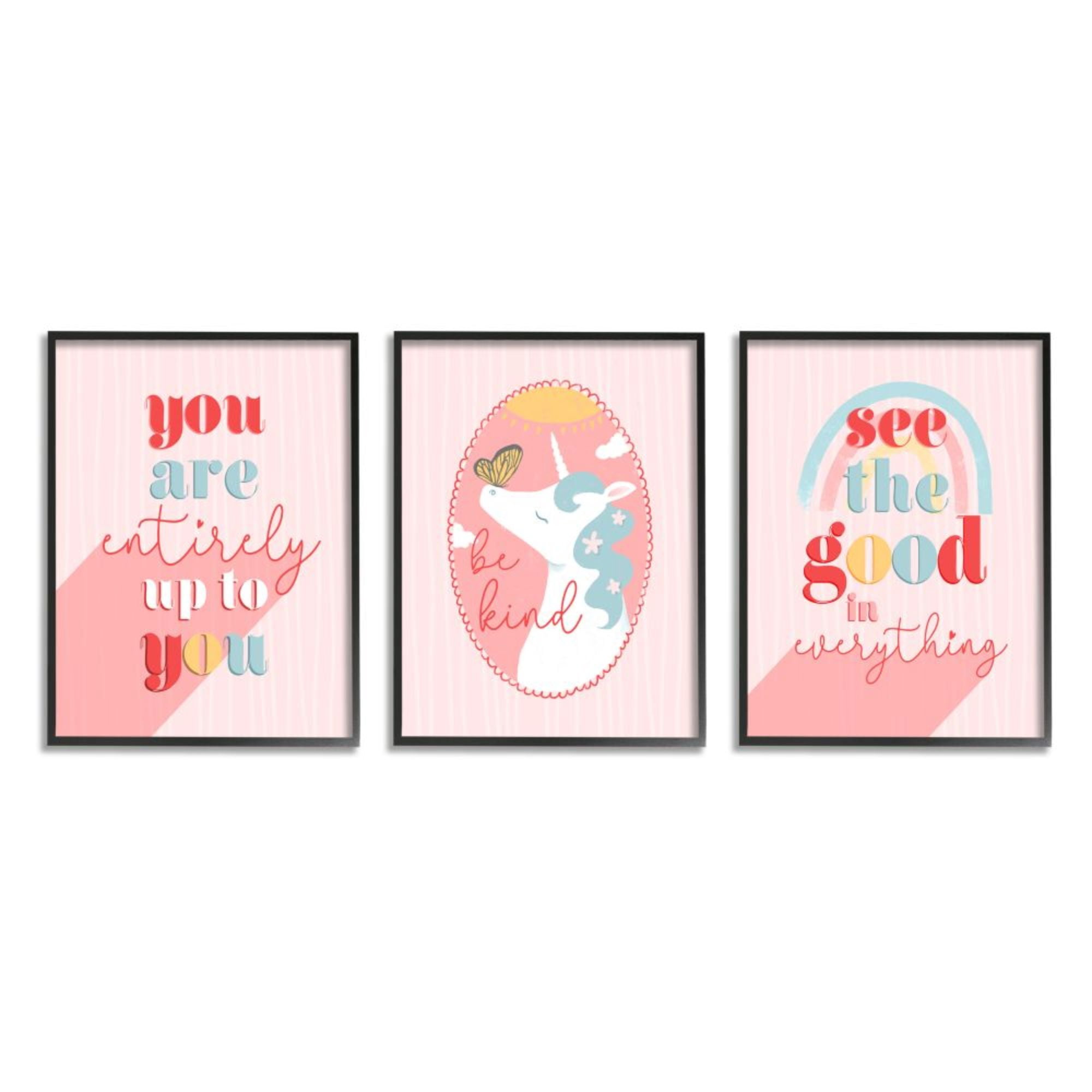 Stupell Industries Princess Unicorn with Kindness Phrases Red Pink Design by Daphne Polselli