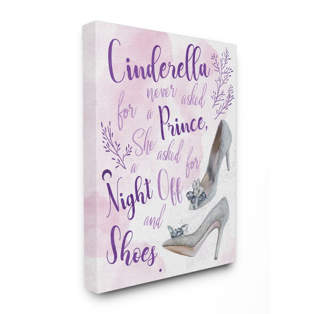 Stupell Industries Princess's Night Off Quote Glam Glitz Heels Fantasy Canvas Wall Art Design by Ziwei Li
