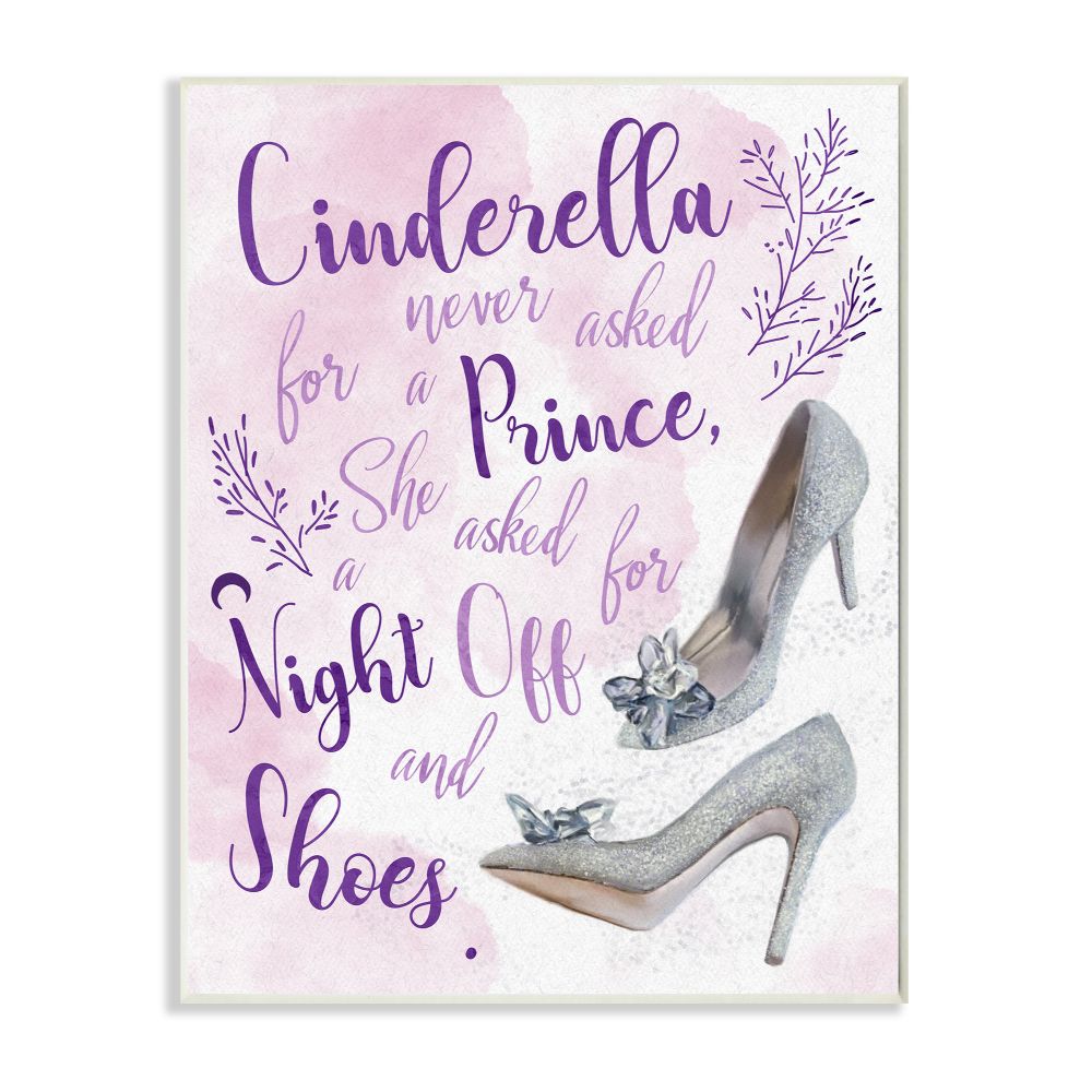 Stupell Industries Princess's Night Off Quote Glam Glitz Heels Fantasy Wall Plaque Design by Ziwei Li, 13" x 19"