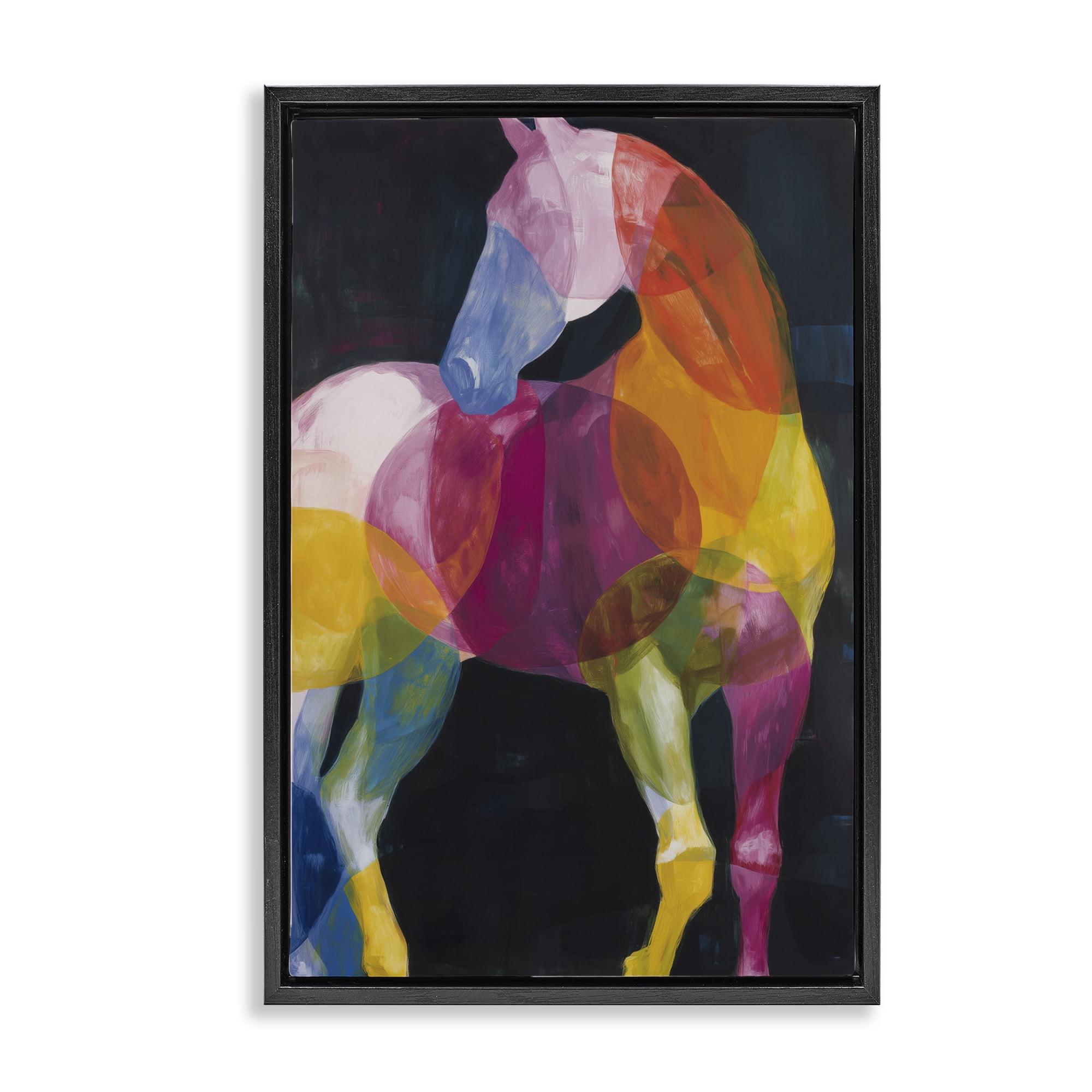 Stupell Industries Prism Horse Abstraction Black Framed Floater Canvas Wall Art, design by Chromatic Storm Studio