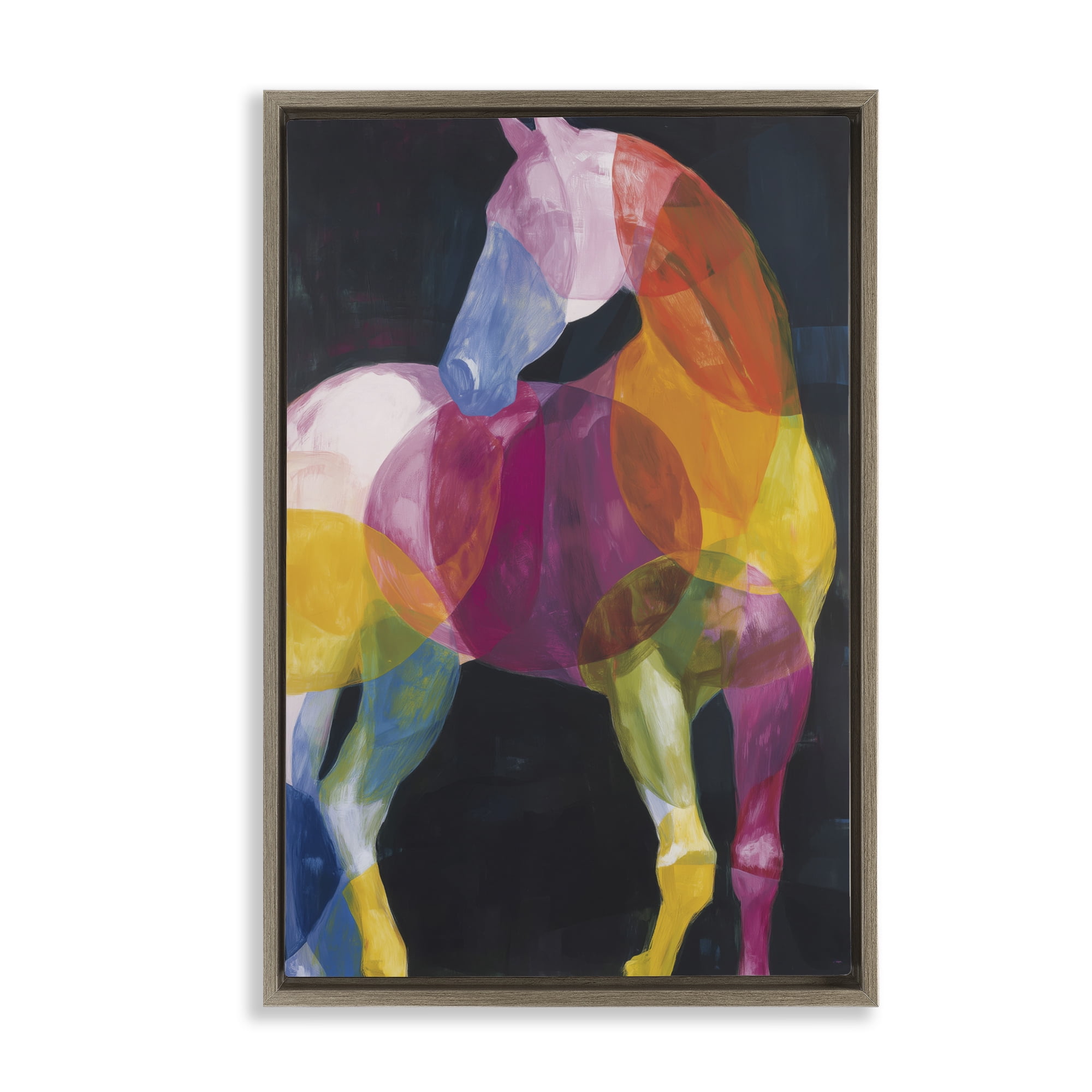 Stupell Industries Prism Horse Abstraction Brown Framed Floater Canvas Wall Art, design by Chromatic Storm Studio