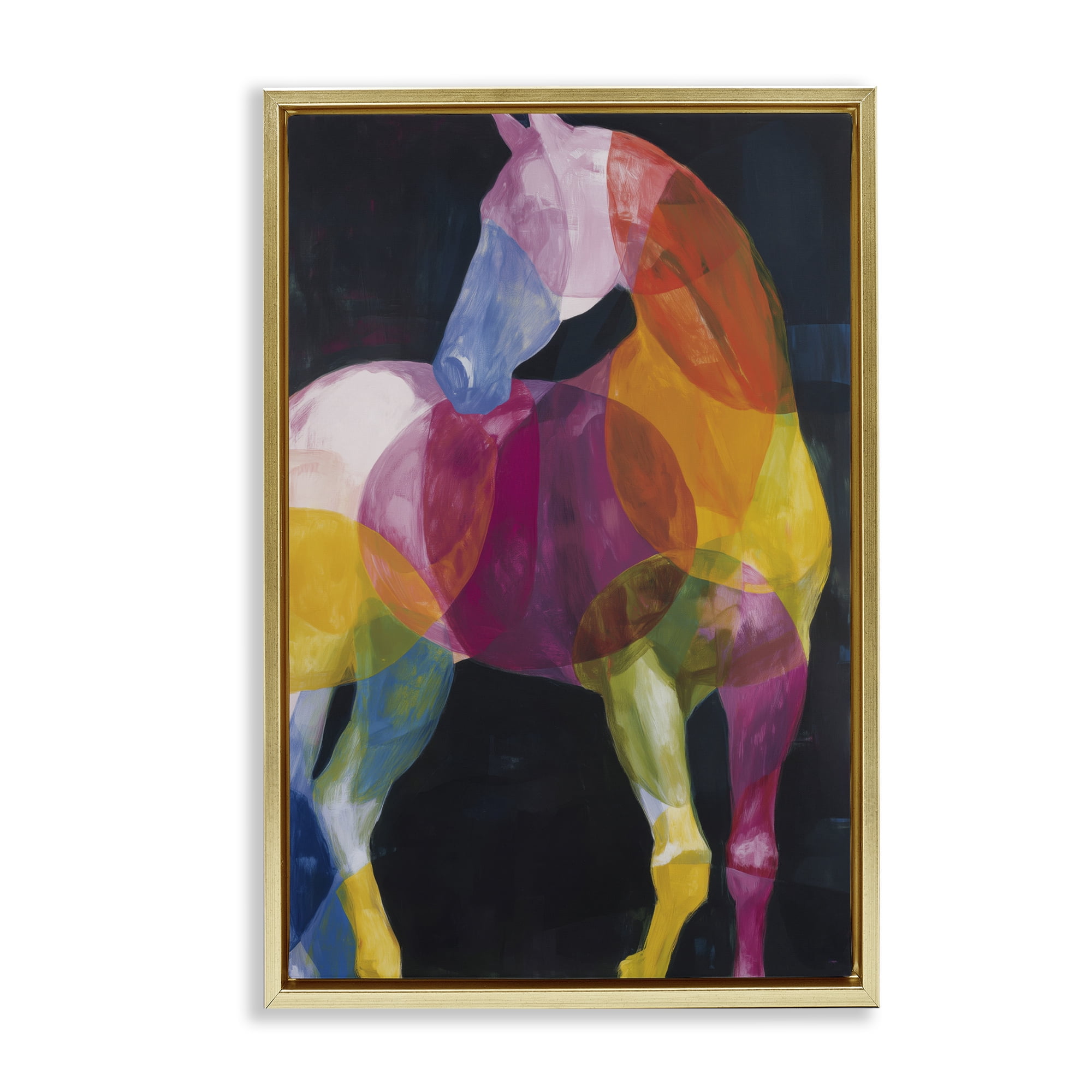 Stupell Industries Prism Horse Abstraction Gold Framed Floater Canvas Wall Art, design by Chromatic Storm Studio