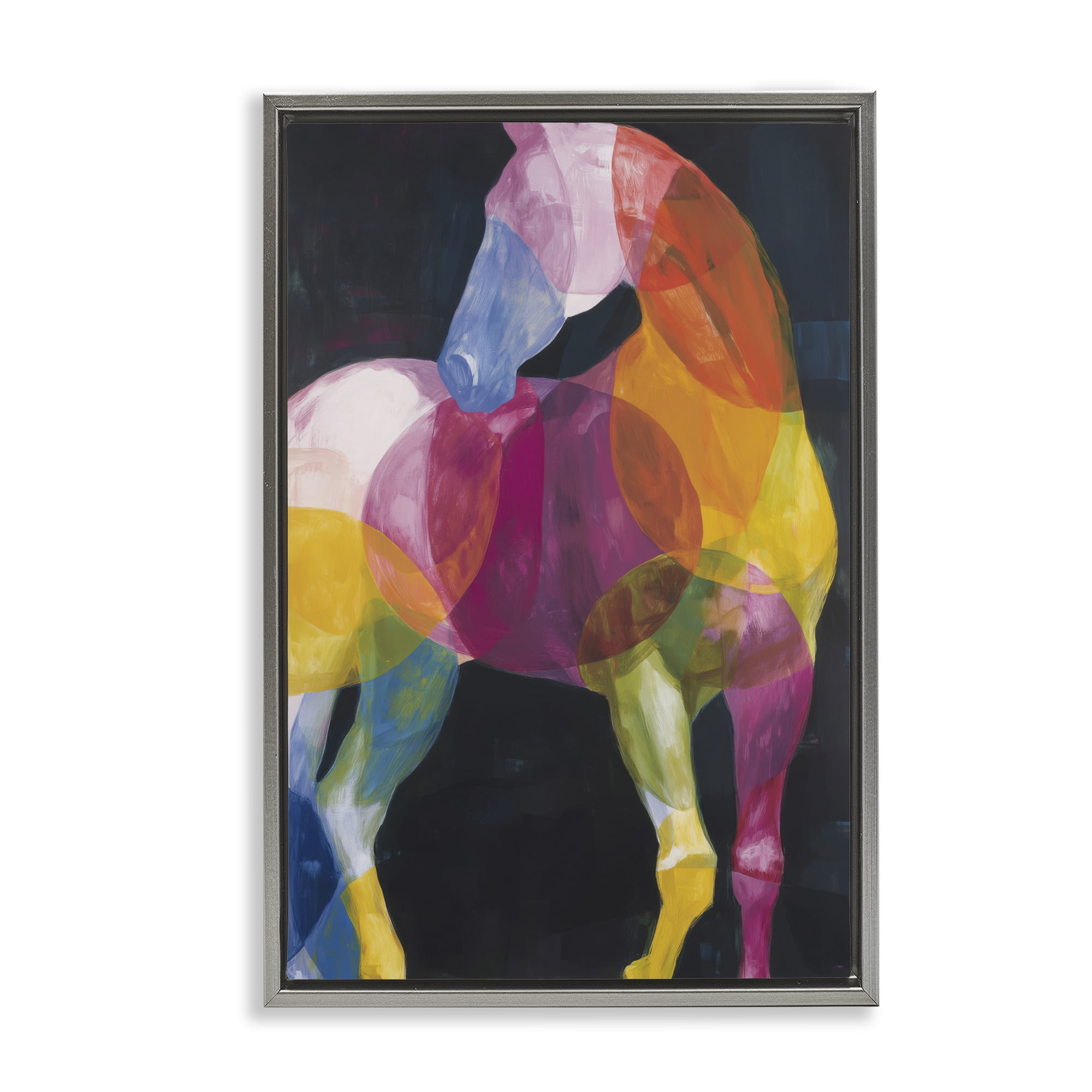 Stupell Industries Prism Horse Abstraction Gray Framed Floater Canvas Wall Art, design by Chromatic Storm Studio