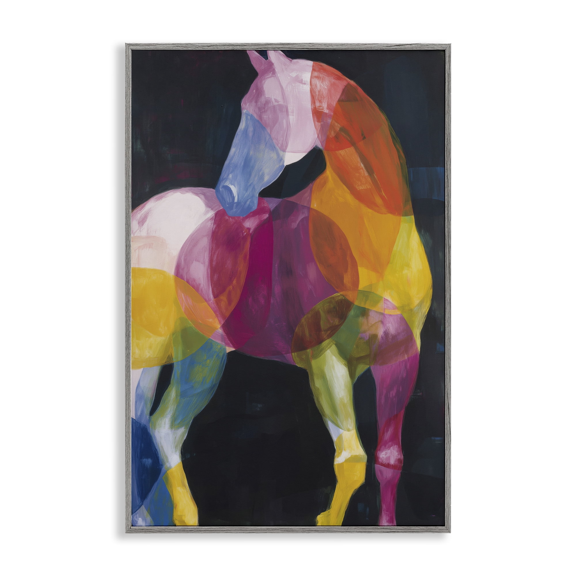 Stupell Industries Prism Horse Abstraction Gray Framed Giclee Art, design by Chromatic Storm Studio