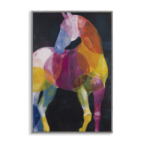 Stupell Industries Prism Horse Abstraction Gray Framed Giclee Art, design by Chromatic Storm Studio