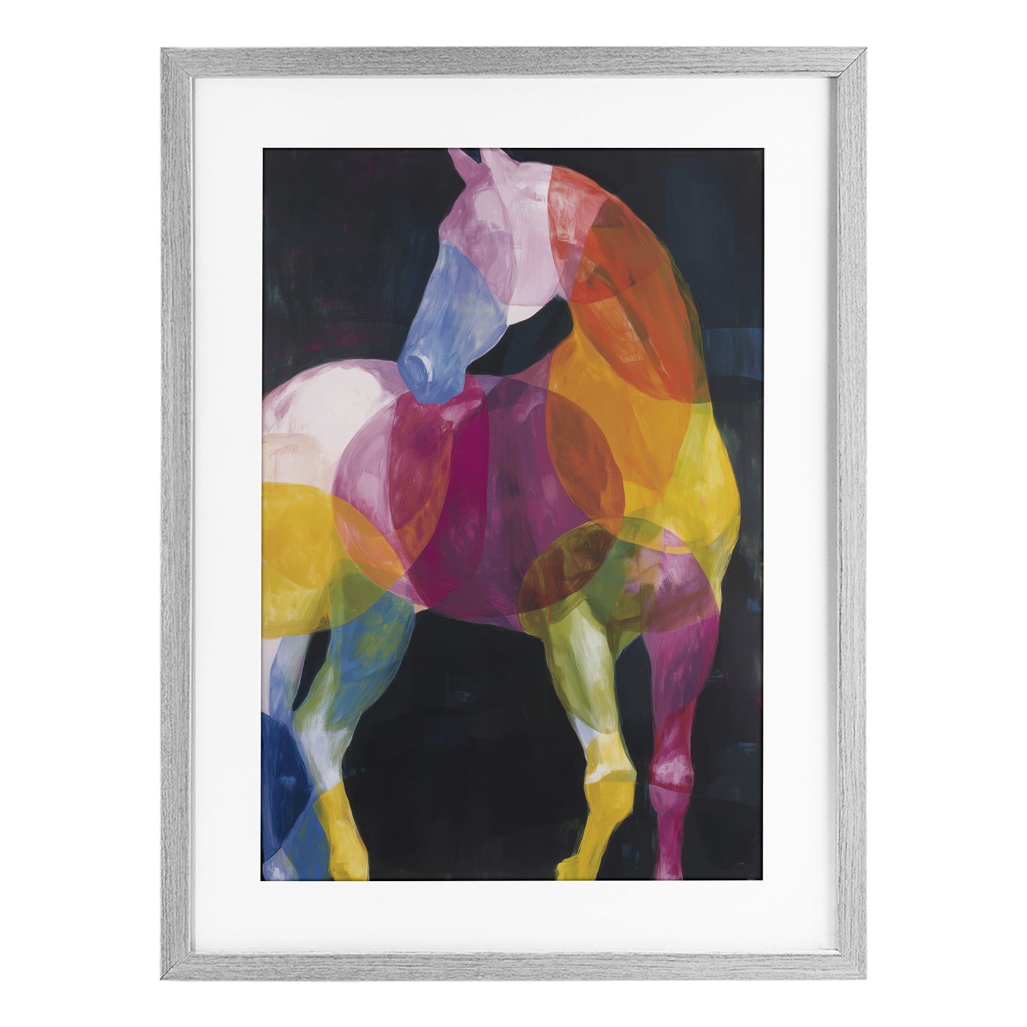 Stupell Industries Prism Horse Abstraction Gray Framed Print Under Glass, design by Chromatic Storm Studio