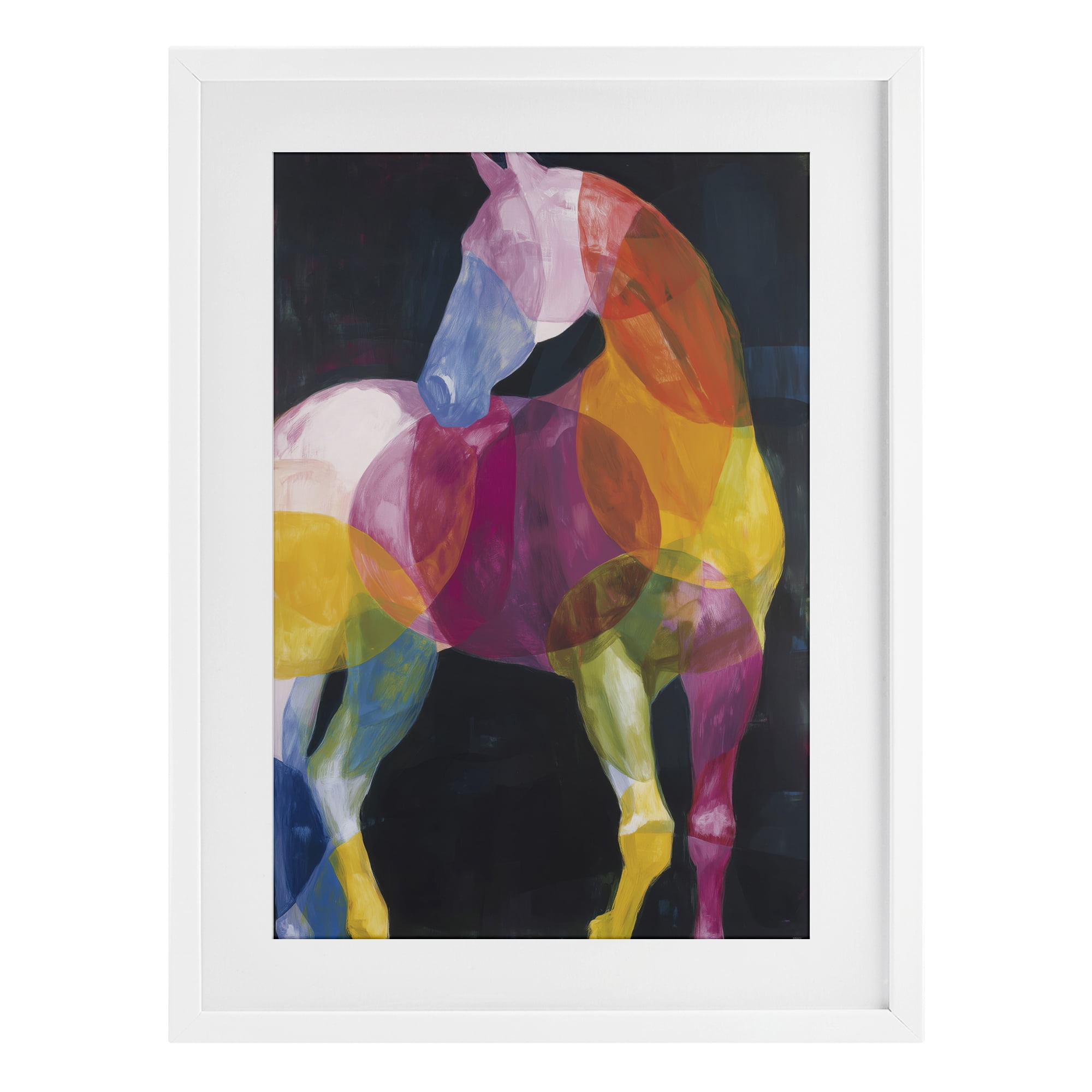 Stupell Industries Prism Horse Abstraction White Framed Print Under Glass, design by Chromatic Storm Studio