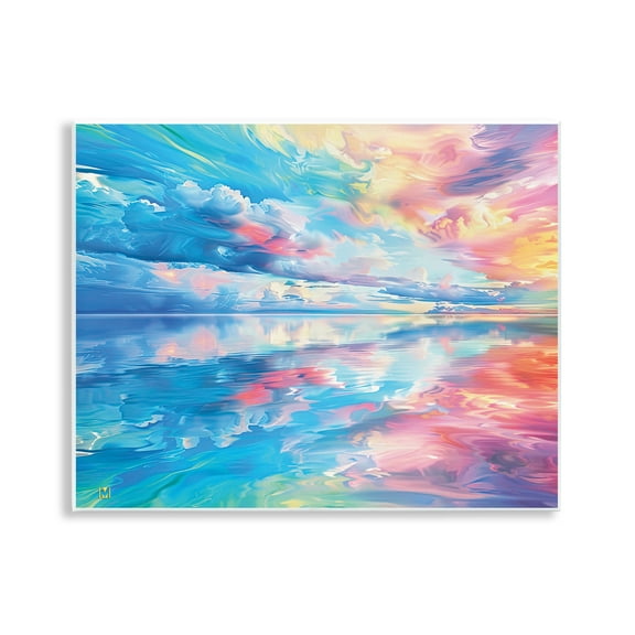 Stupell Industries Prismatic Rainbow Sunset Abstract Painting Unframed Art Print Wall Art, 14 x 11
