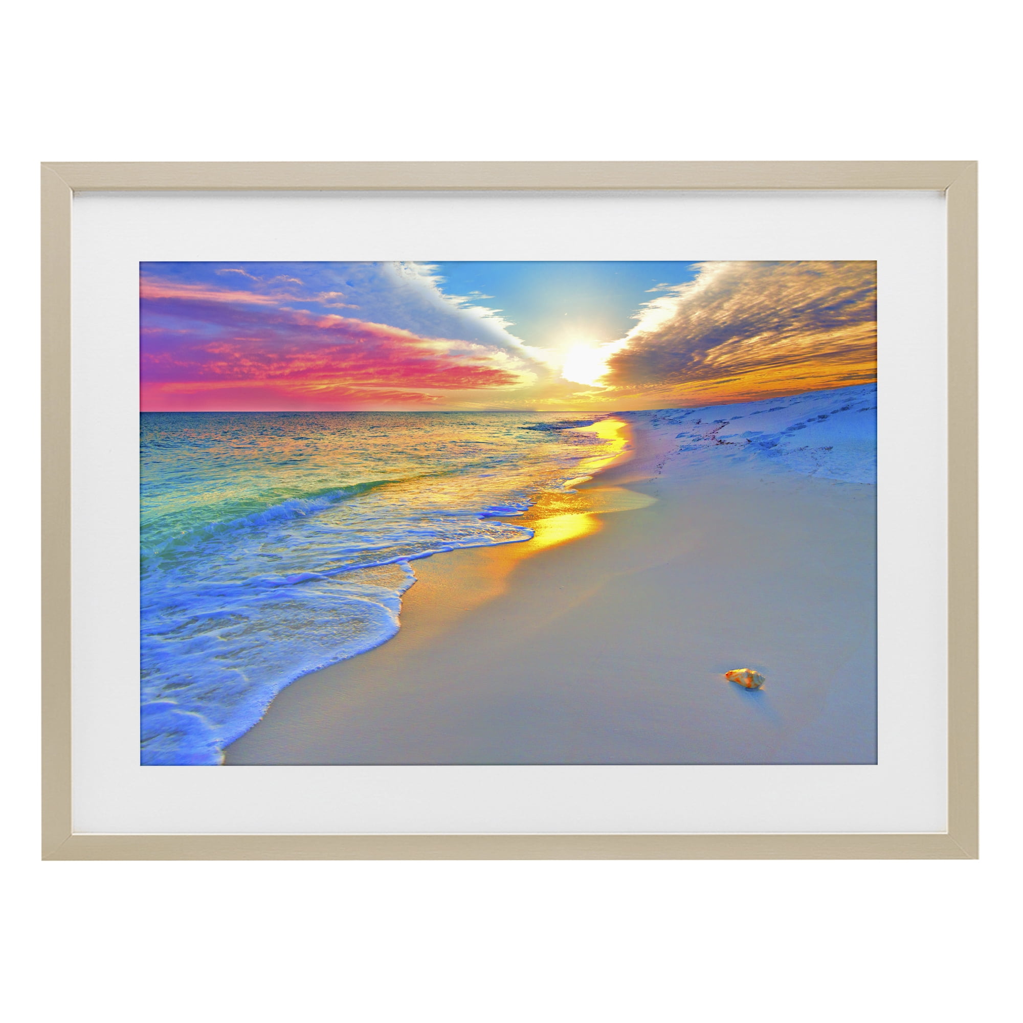 Stupell Industries Prismatic Rainbow Sunset Beach Birch Framed Print Under Glass, design by Eszra Tanner