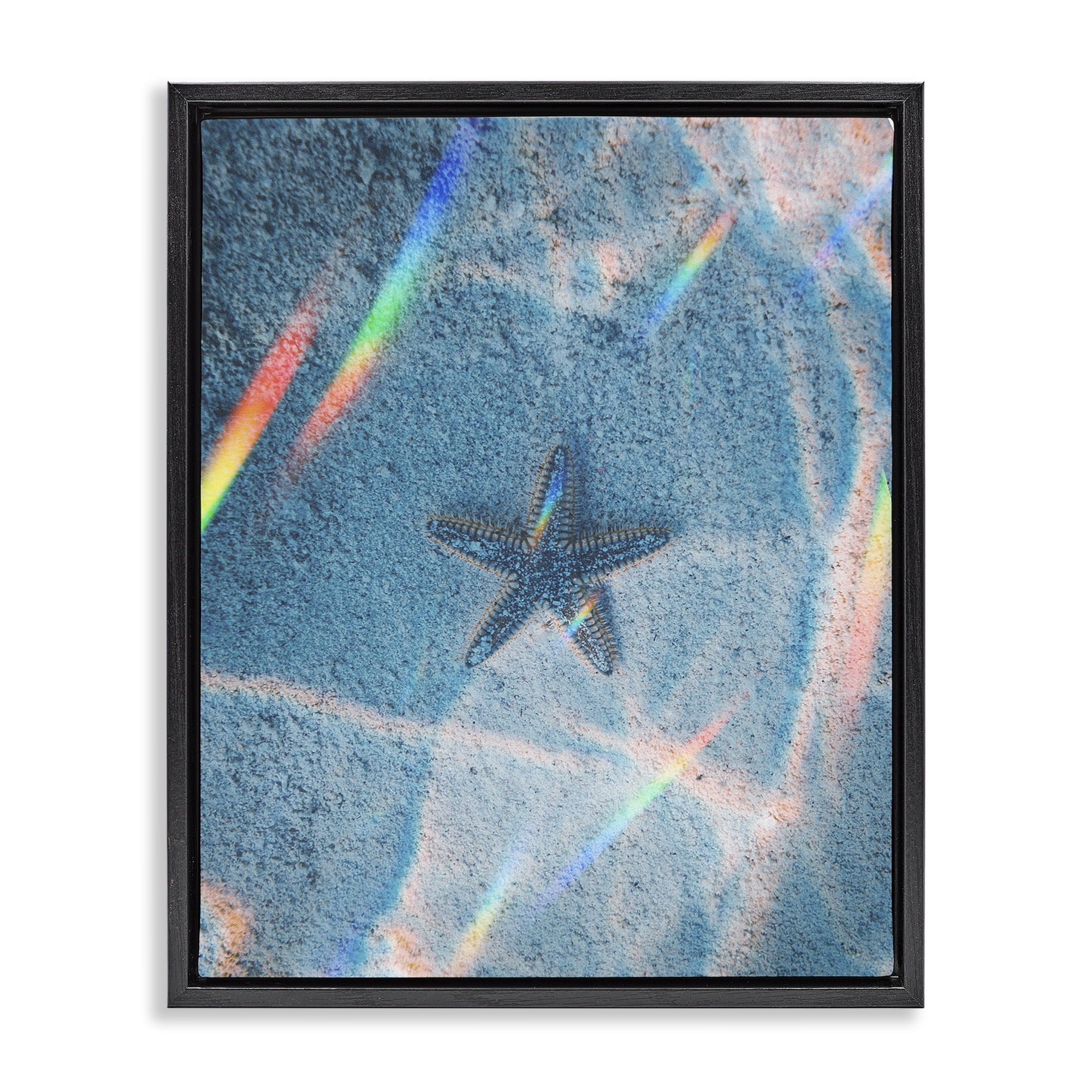 Stupell Industries Prismatic Starfish on Sea Floor Animals Photography Black Floater Framed Canvas Art Print Wall Art, 25 x 31