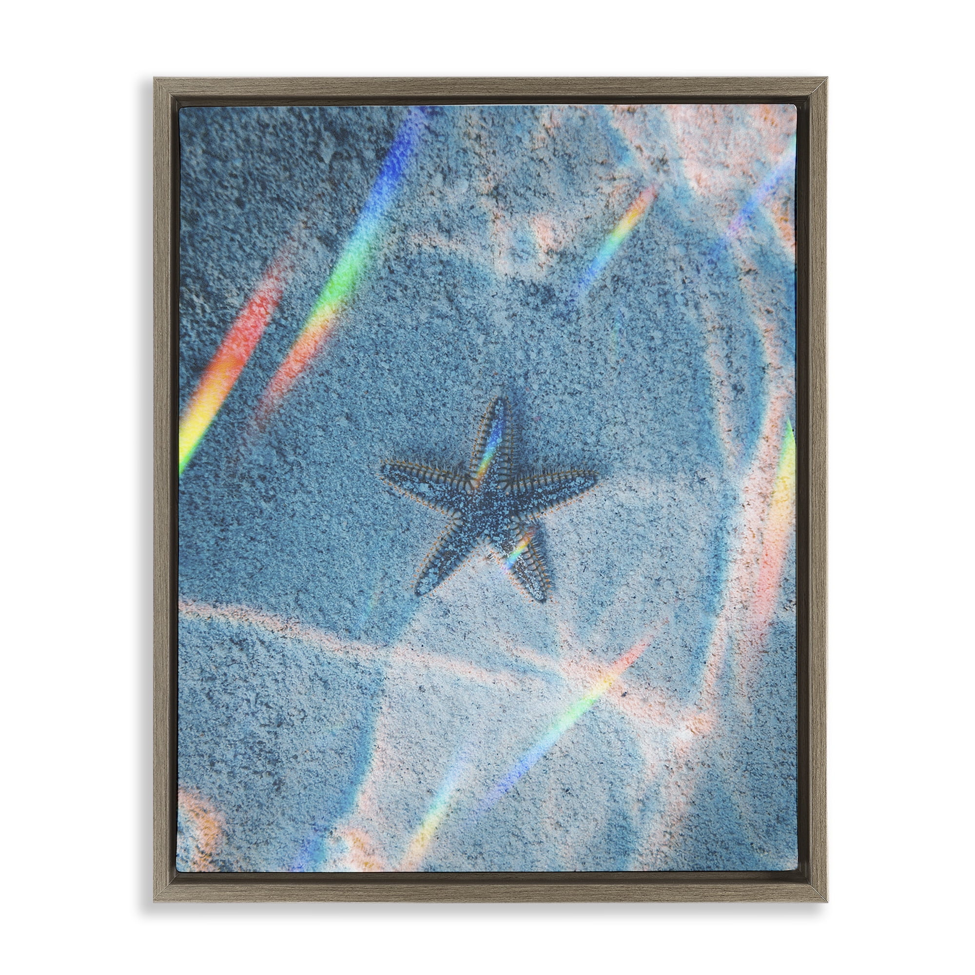Stupell Industries Prismatic Starfish on Sea Floor Animals Photography Brown Floater Framed Canvas Art Print Wall Art, 17 x 21