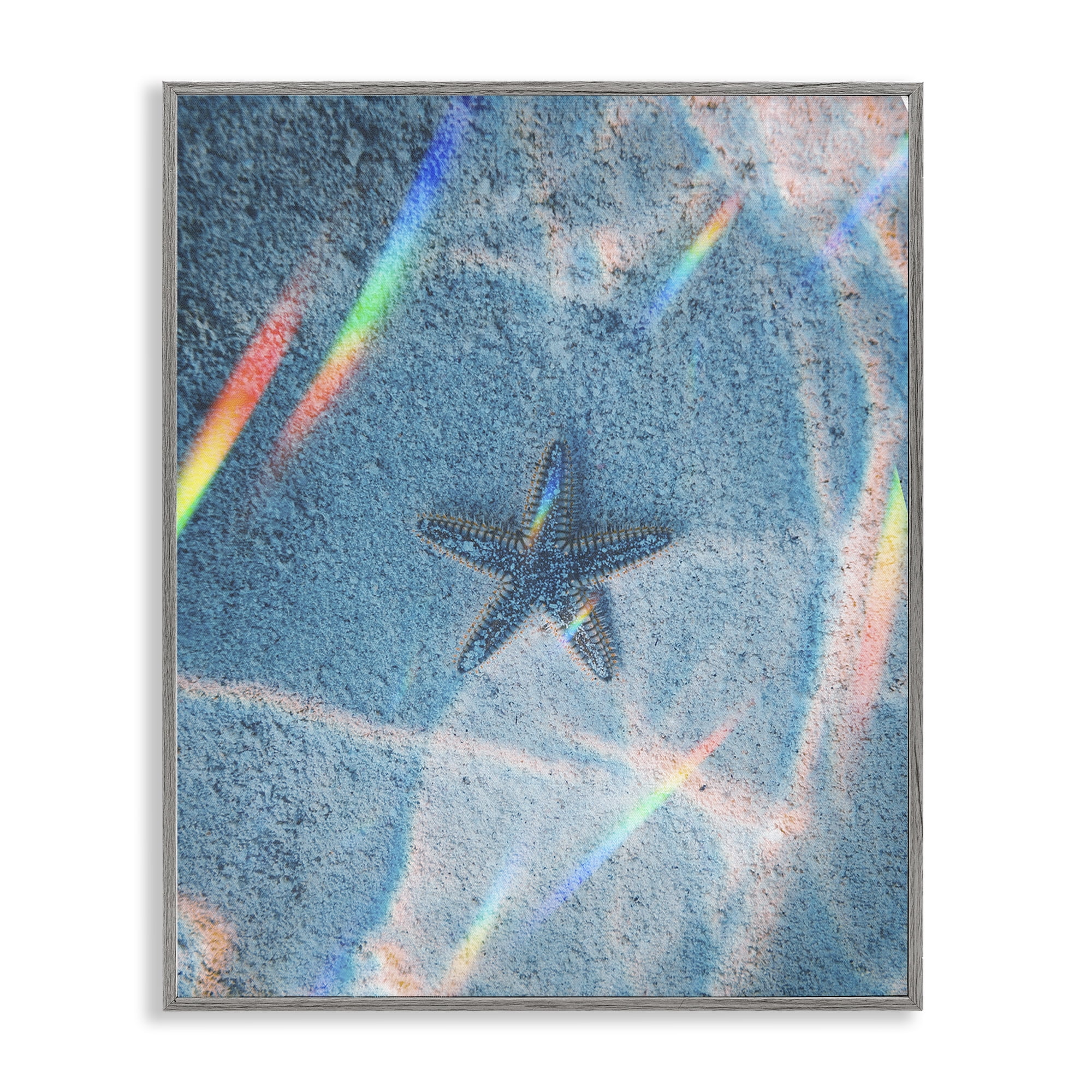Stupell Industries Prismatic Starfish on Sea Floor Animals Photography Gray Framed Art Print Wall Art, 16 x 20