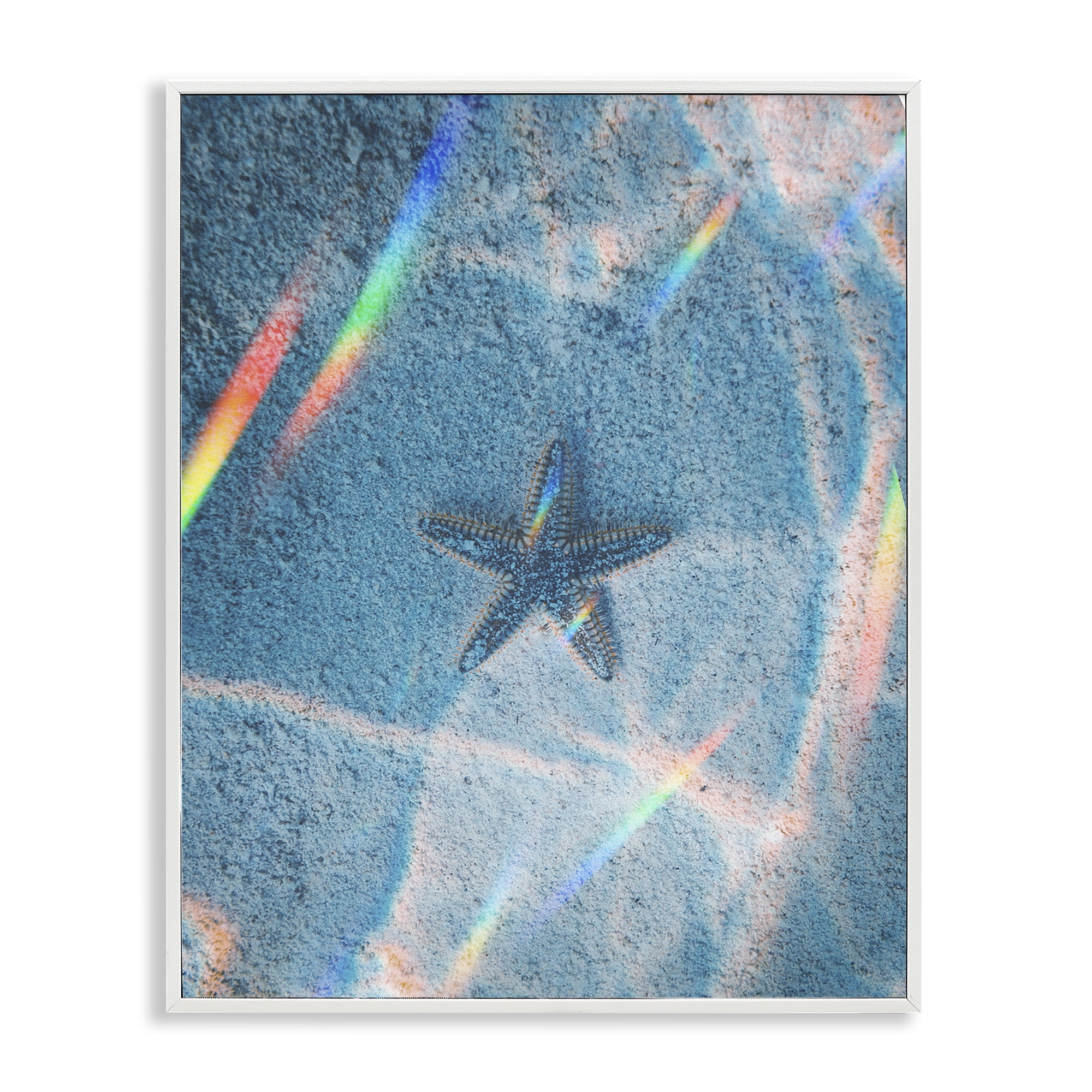 Stupell Industries Prismatic Starfish on Sea Floor Animals Photography White Framed Art Print Wall Art, 24 x 30
