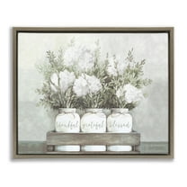 Stupell Industries Pristine Hydrangea Bouquet Sentiments Typography Painting Brown Floater Framed Canvas Art Print Wall Art, 21 x 17