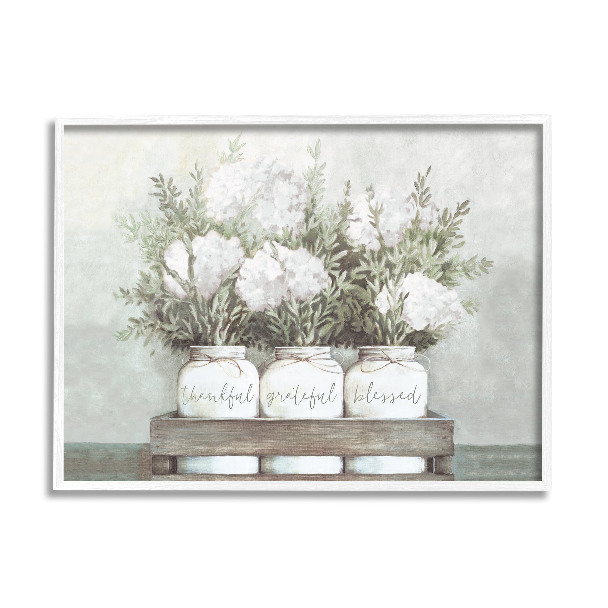 Stupell Industries Pristine Hydrangea Bouquets Thankful Grateful Blessed Sentiment, 24 x 30, Designed by Dogwood Portfolio