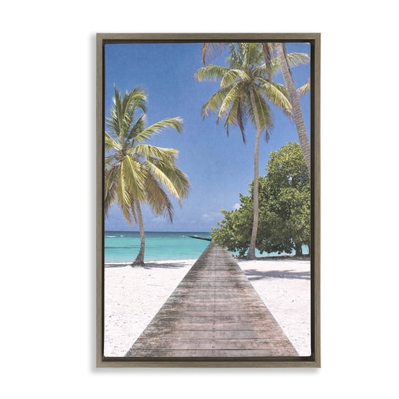 Stupell Industries Pristine Morning Tropical Coast Brown Framed Floater Canvas Wall Art design by Marcus Prime, 25 x 17