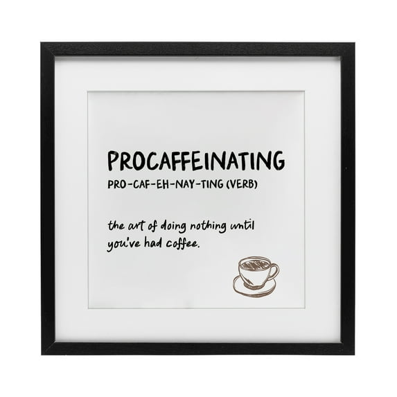 Stupell Industries Procaffeinating Coffee Definition Black Framed Print Under Glass design by JJ Design House LLC, 16 x 16