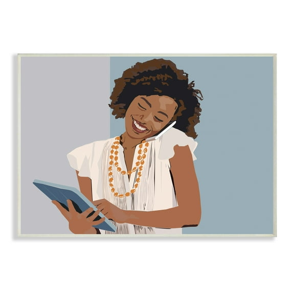 Stupell Industries Professional Woman With Tablet Office Portrait Novelty Painting Unframed Art Print Wall Art, 10 x 15