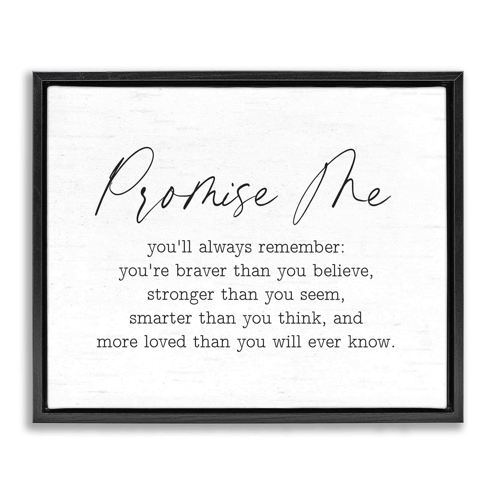 Stupell Industries Promise Me Sentiment Text & Numbers Painting Black Floater Framed Canvas Art Print Wall Art, 21 x 17