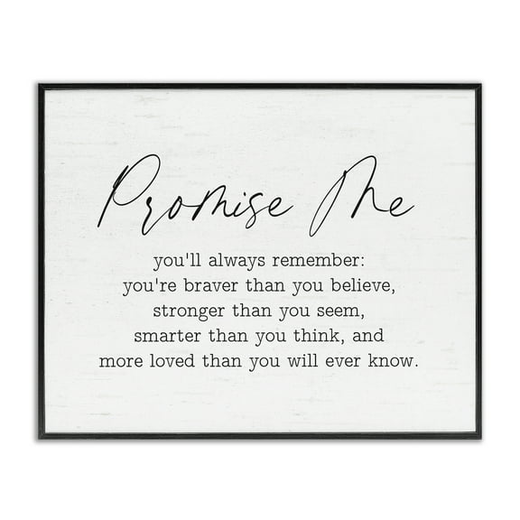 Stupell Industries Promise Me Sentiment Text & Numbers Painting Black Framed Art Print Wall Art, 14 x 11