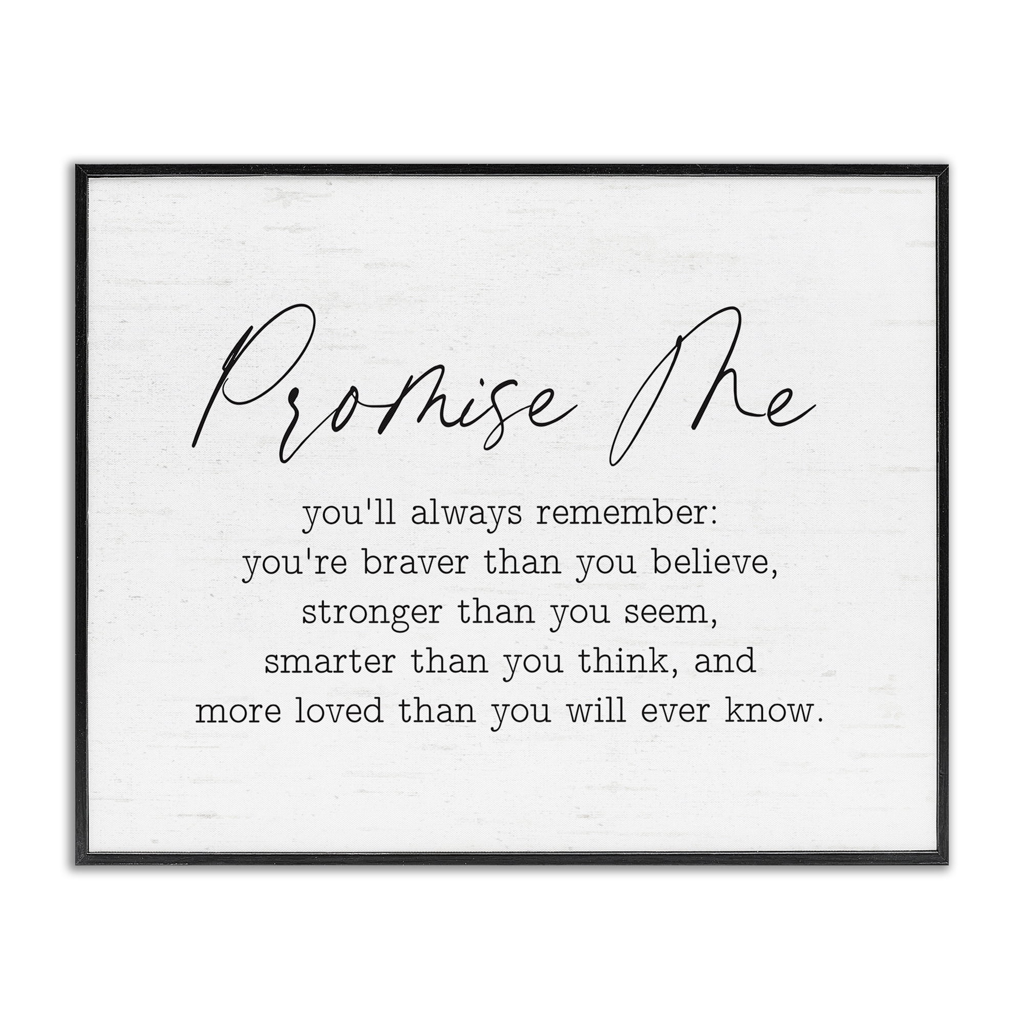 Stupell Industries Promise Me Sentiment Text & Numbers Painting Black Framed Art Print Wall Art, 20 x 16