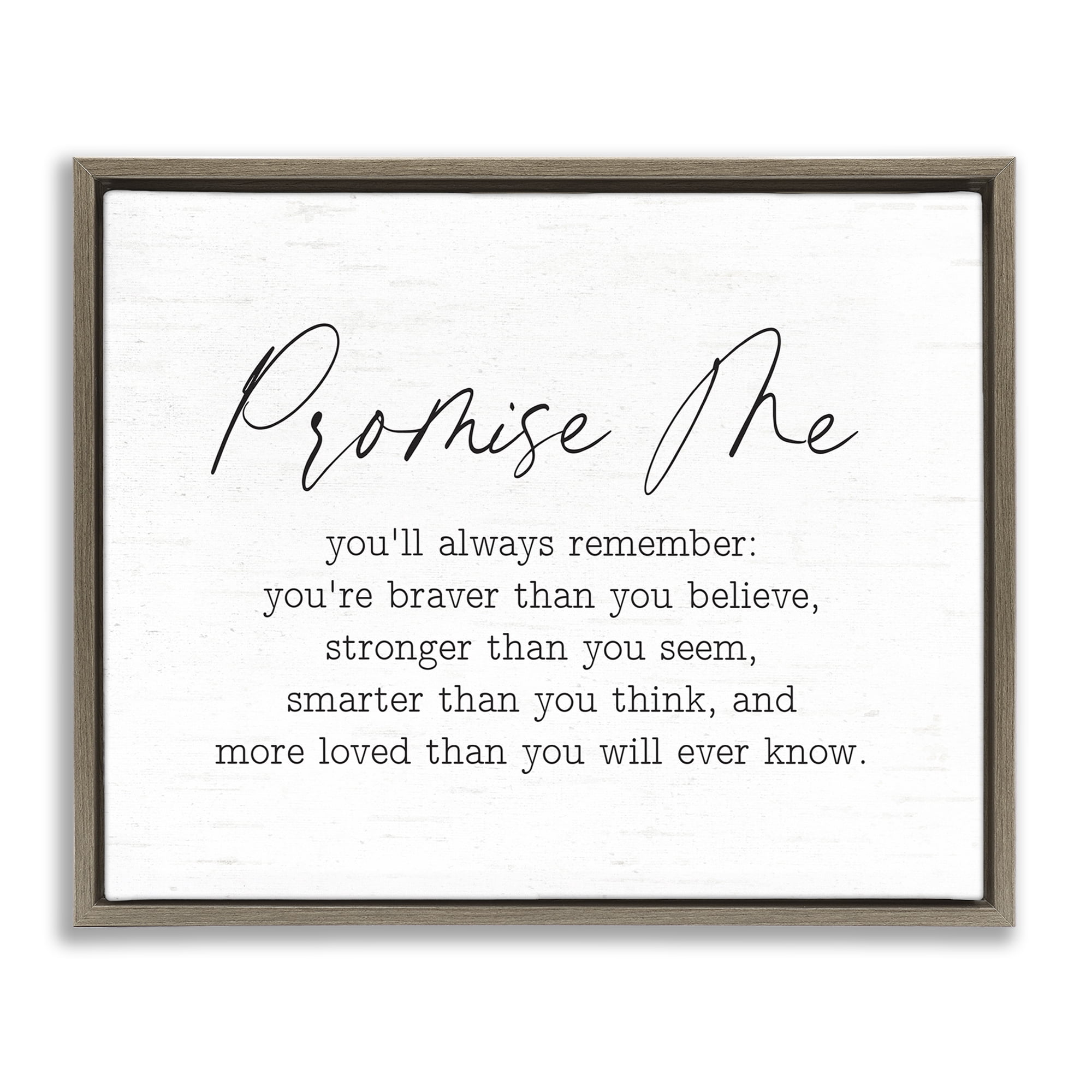 Stupell Industries Promise Me Sentiment Text & Numbers Painting Brown Floater Framed Canvas Art Print Wall Art, 21 x 17