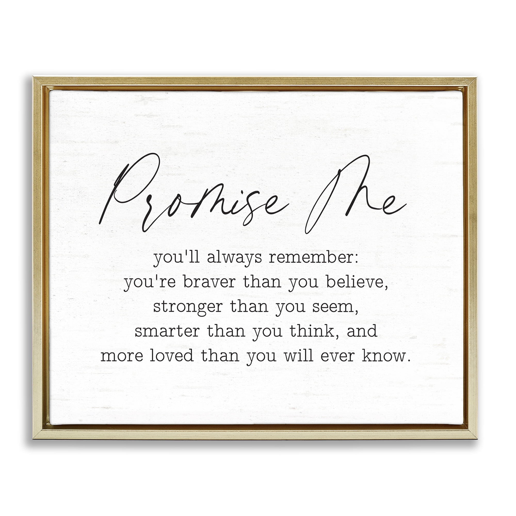 Stupell Industries Promise Me Sentiment Text & Numbers Painting Gold Floater Framed Canvas Art Print Wall Art, 31 x 25