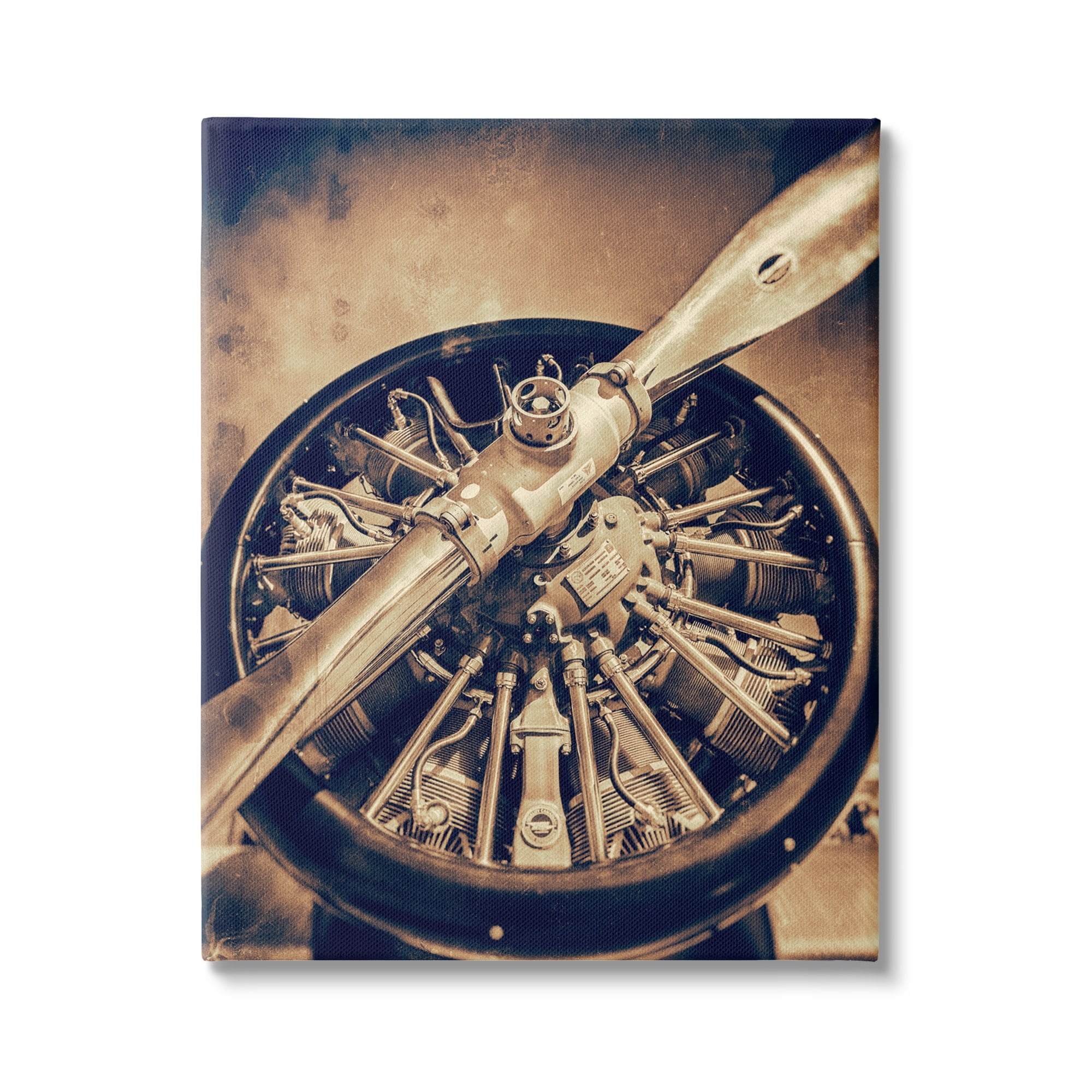 Stupell Industries Propeller Machinery Detailed Aircraft Sepia Photography Canvas Wall Art, 24 x 30, Design by John Slemp