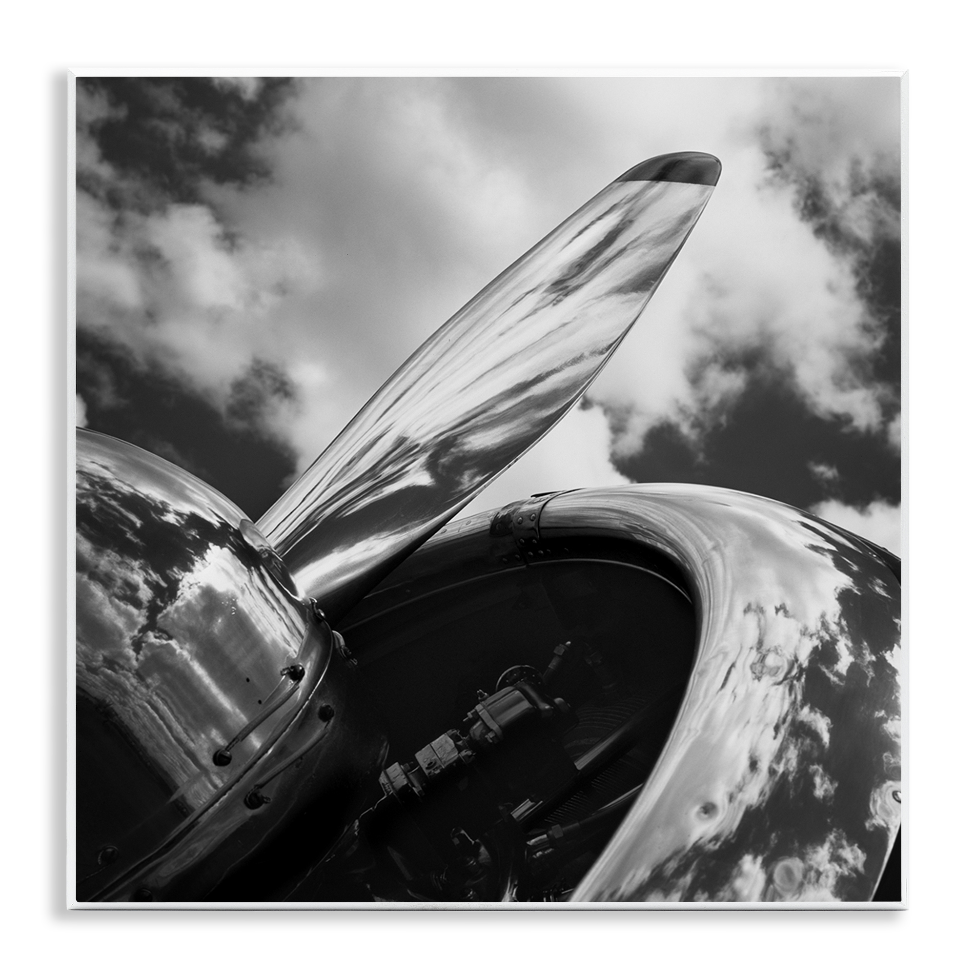 Stupell Industries Propeller with Cloud Reflection Transportation Photography Unframed Art Print Wall Art, 12 x 12