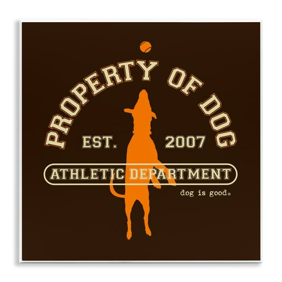 Stupell Industries Property of Dog Athletics Animals Painting Unframed Art Print Wall Art, 12 x 12